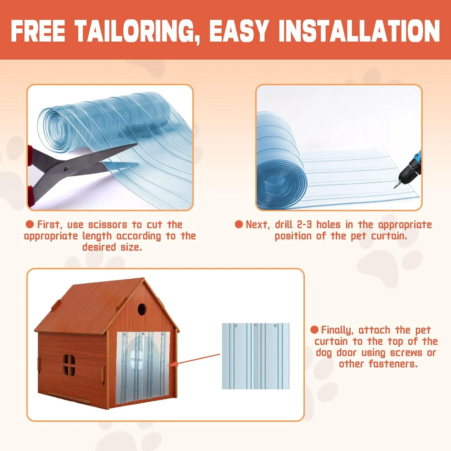 درب جایگزین برای سگ InTrans، دریچه برای خانه سگ یا لانه، محصولات و لوازم حیوانات خانگی، نوار پلاستیکی وینیل ایمن برای ساخت درب سگ یا گربه (20 سانتی متر در 1.5 متر)