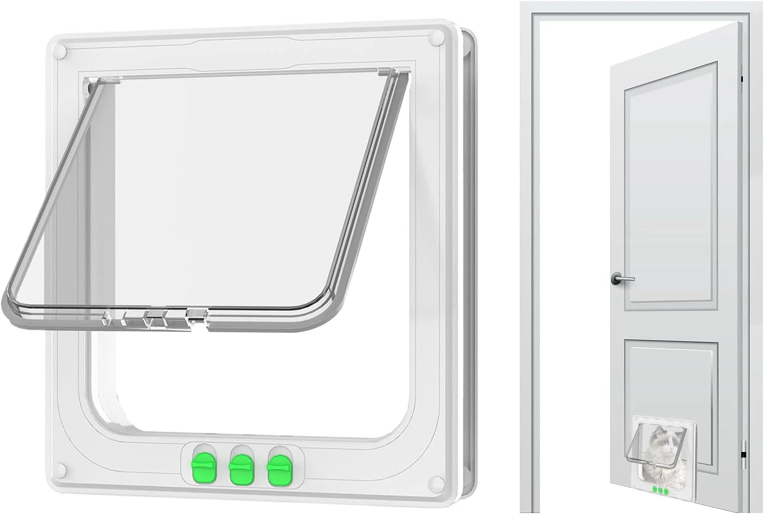 درب داخلی گربه | درب سگ بازشو دو طرفه، دروازه شفاف ایمن دو طرفه برای پنجره خانه خانوادگی حیوانات خانگی در فضای باز