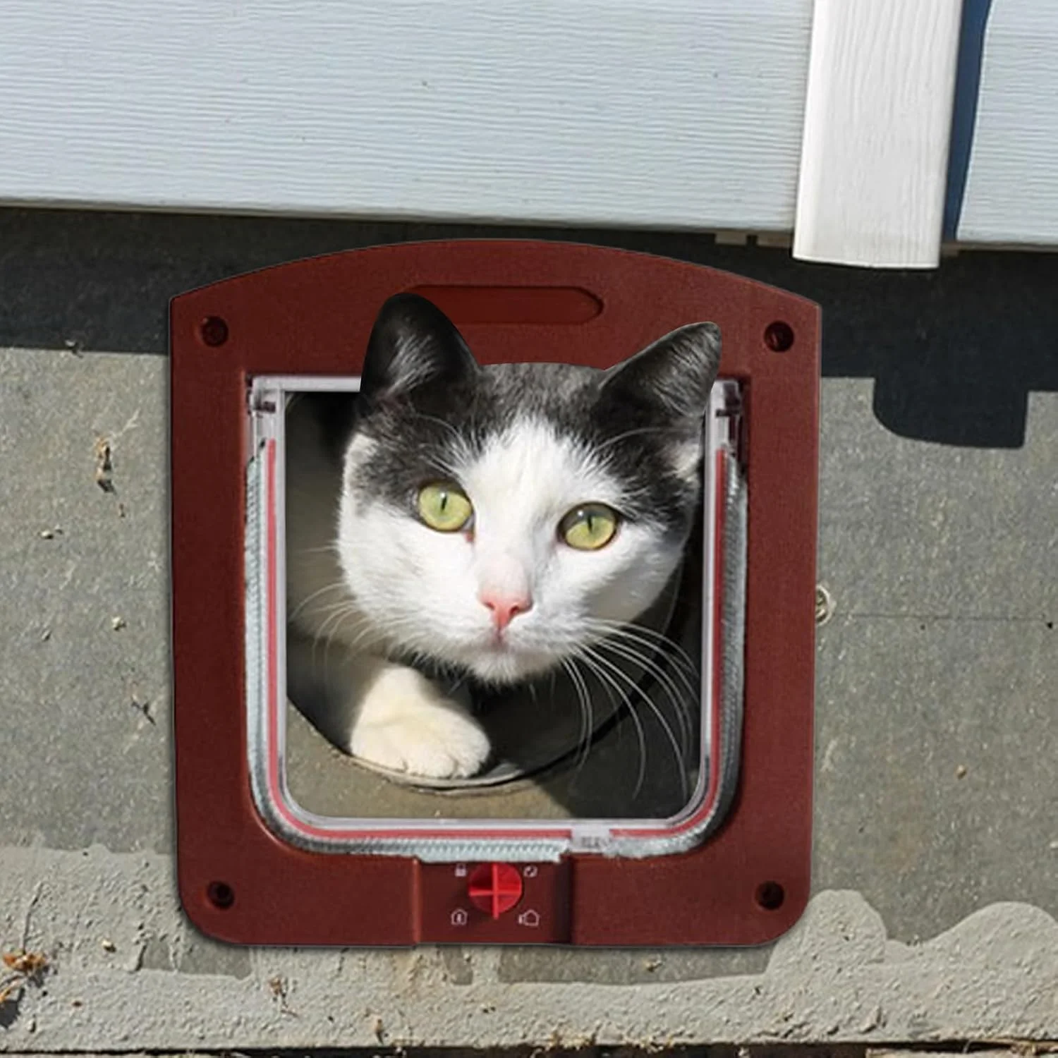 درب داخلی گربه، دریچه حیوانات خانگی مقاوم در برابر آب و هوا، موانع توله سگ قابل استفاده مجدد، لوازم حیوانات خانگی دروازه بچه گربه قابل تنظیم برای داخل خانه، زیرزمین، گاراژ