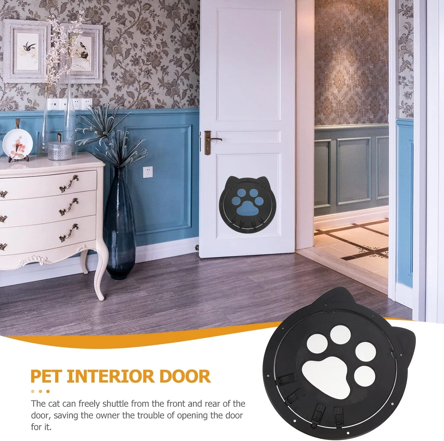درب گربه برای درهای داخلی، درب حیوانات خانگی با دسترسی دو طرفه، درب سگ با دو فلپ، درب ورودی بچه گربه برای خانه و پت شاپ، مشکی