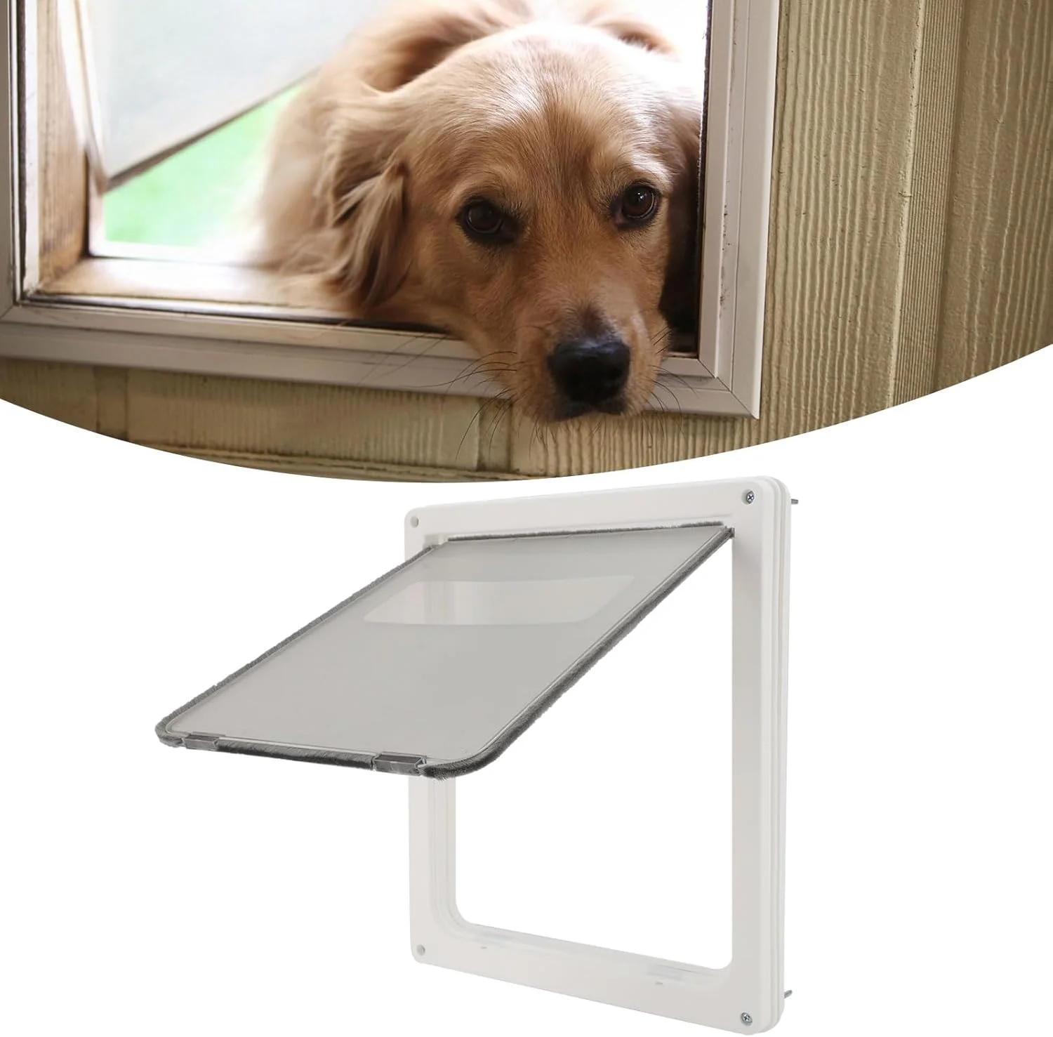 درب پلاستیکی حیوانات خانگی، در 2 اندازه بزرگ و کوچک برای سگ و گربه، نصب آسان با پوشش ایمنی، قابل نصب در درها یا دیوارهای داخلی و خارجی، درب بدون صدا