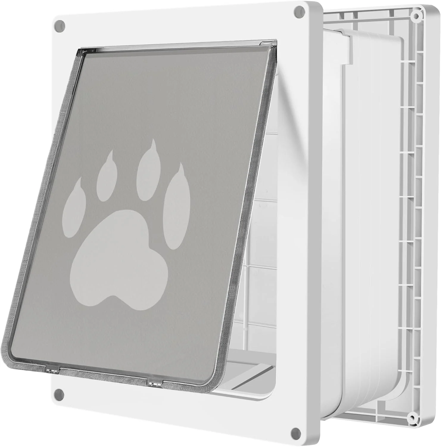 درب حیوانات خانگی ایکوسو ضد زنگ برای دیوار، تونل قابل تنظیم 8-3/1 اینچ، درب ضد آب و هوا برای گربه ها و سگ ها، فلپ مغناطیسی با عایق، قوی و بادوام، دارای پنل بستن کشویی (بزرگ)