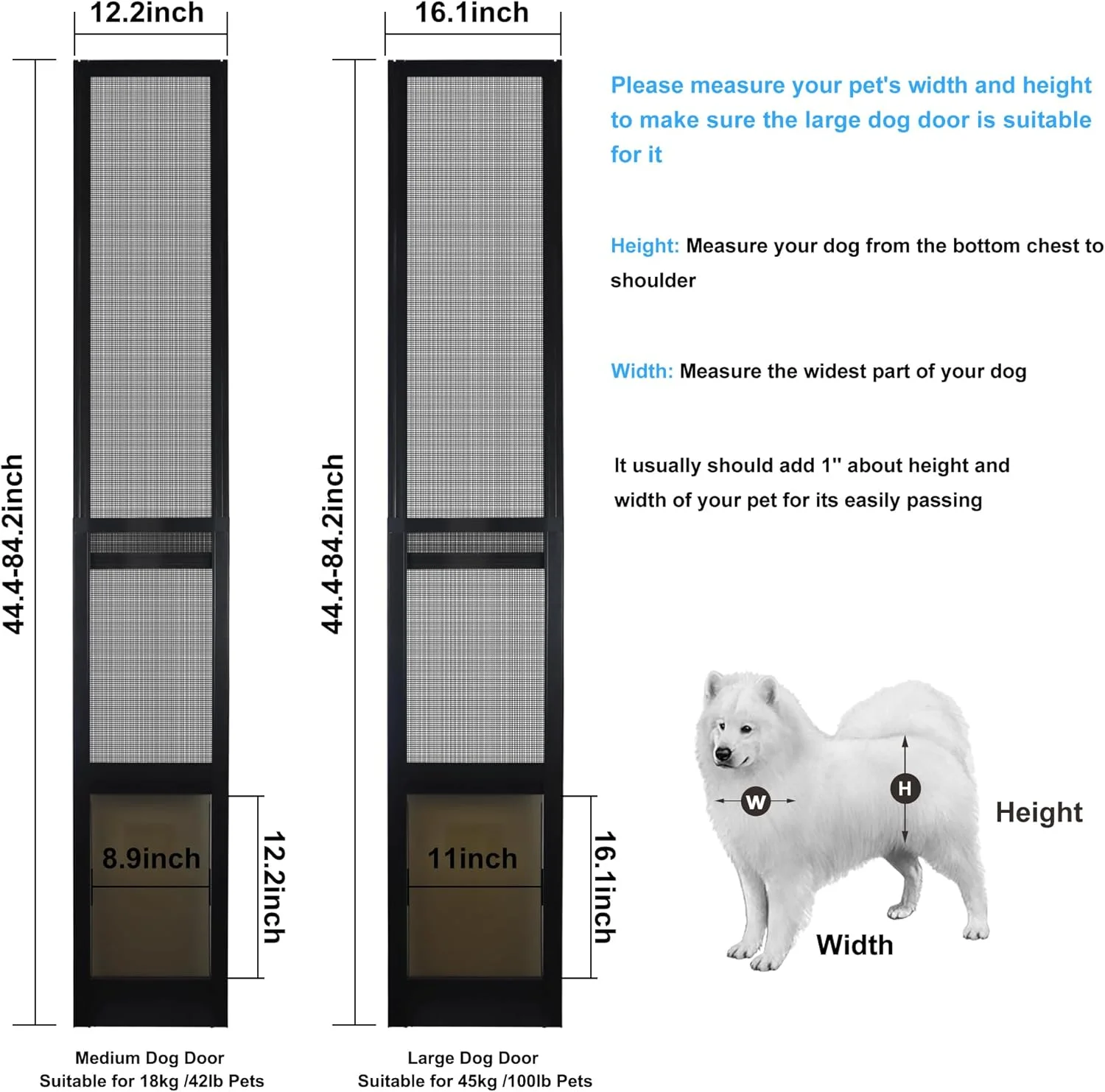 درب حیوانات خانگی HANIML برای درب های شیشه ای کشویی، مناسب برای سگ ها و گربه های متوسط، دارای پنل قفل شونده و بست مغناطیسی، نصب آسان، ایده آل برای سگ های بزرگ و گربه ها - مشکی