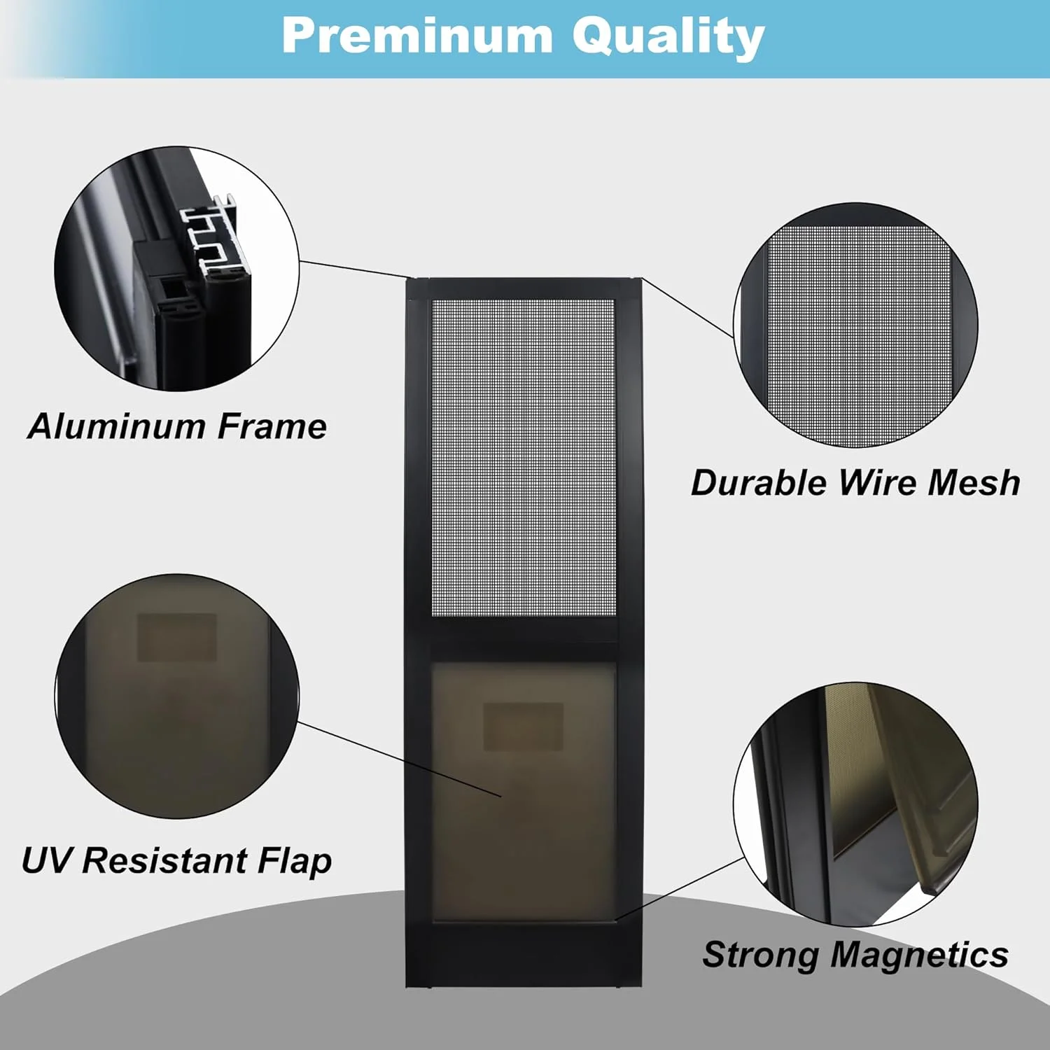 درب حیوانات خانگی HANIML برای درب های شیشه ای کشویی، مناسب برای سگ ها و گربه های متوسط، دارای پنل قفل شونده و بست مغناطیسی، نصب آسان، ایده آل برای سگ های بزرگ و گربه ها - مشکی