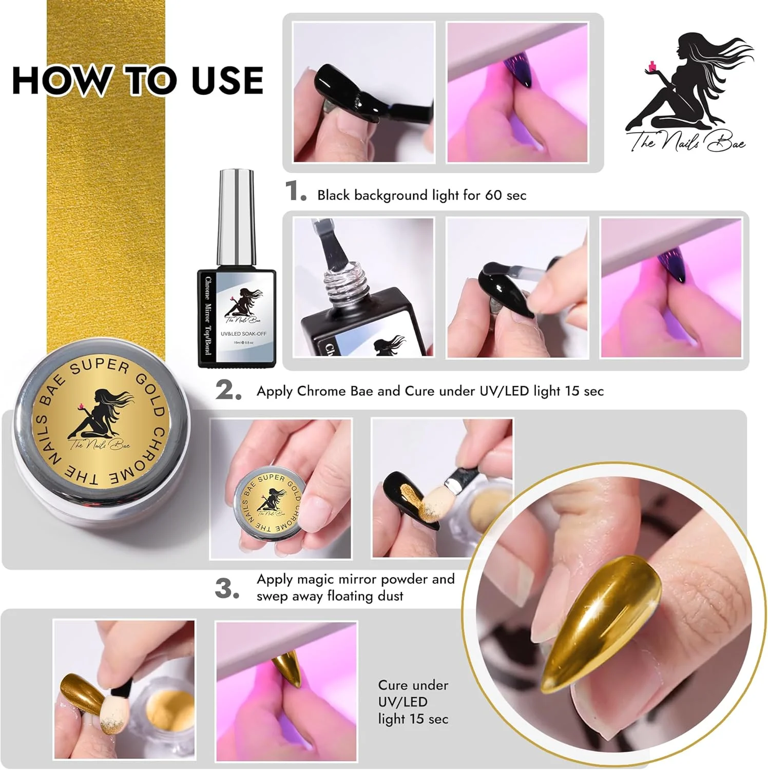 پودر کروم ناخن طلایی 1 گرمی، کروم طلایی، پودر کروم برای ناخن، لاک ژل کروم، لاک کروم، پودر کروم، ناخن کروم