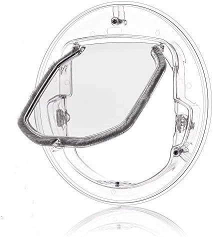 درب حیوانات خانگی GZDodek، دریچه گرد شفاف با قفل 4 حالته و کیت آستر برای گربه، توله سگ، بهترین گزینه برای پنجره توری، درب شیشه ای کشویی، پنجره شیشه ای