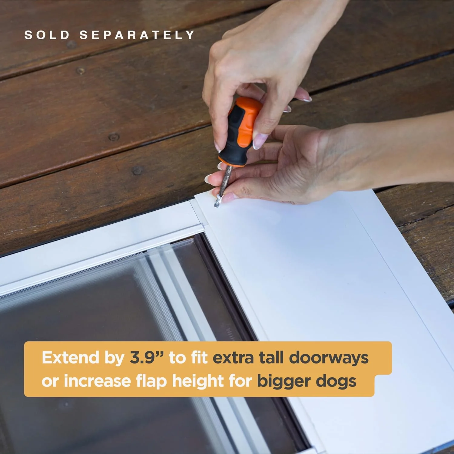 افزایش ارتفاع درب حیوانات خانگی Hakuna Pets Patio به اندازه 9.9 سانتی متر، مناسب برای پنل های توری درب های متوسط، سفید