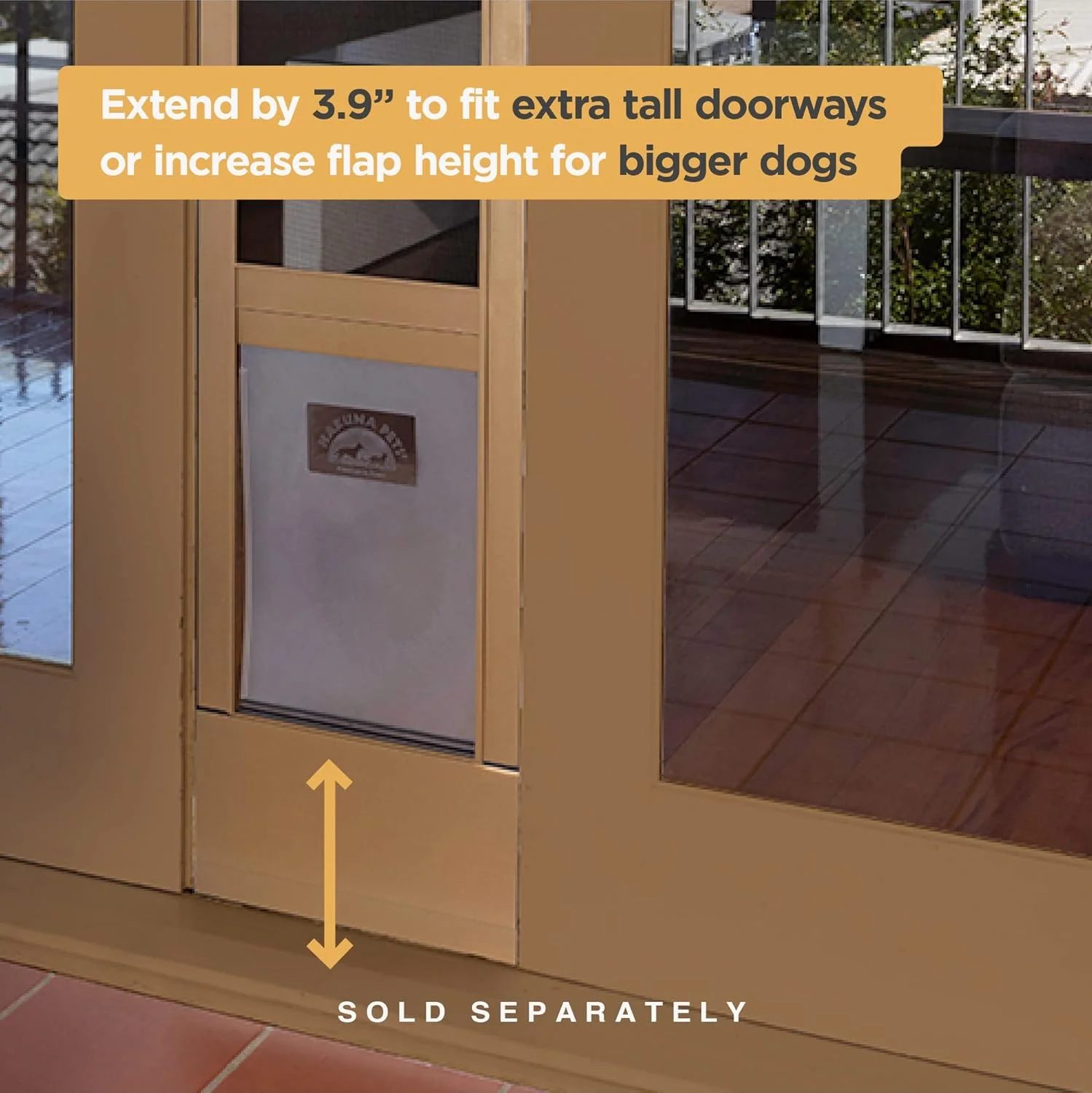 افزایش ارتفاع درب حیوانات خانگی Hakuna Pets Patio به اندازه 9.9 سانتی متر، مناسب برای درب های متوسط، برنزی