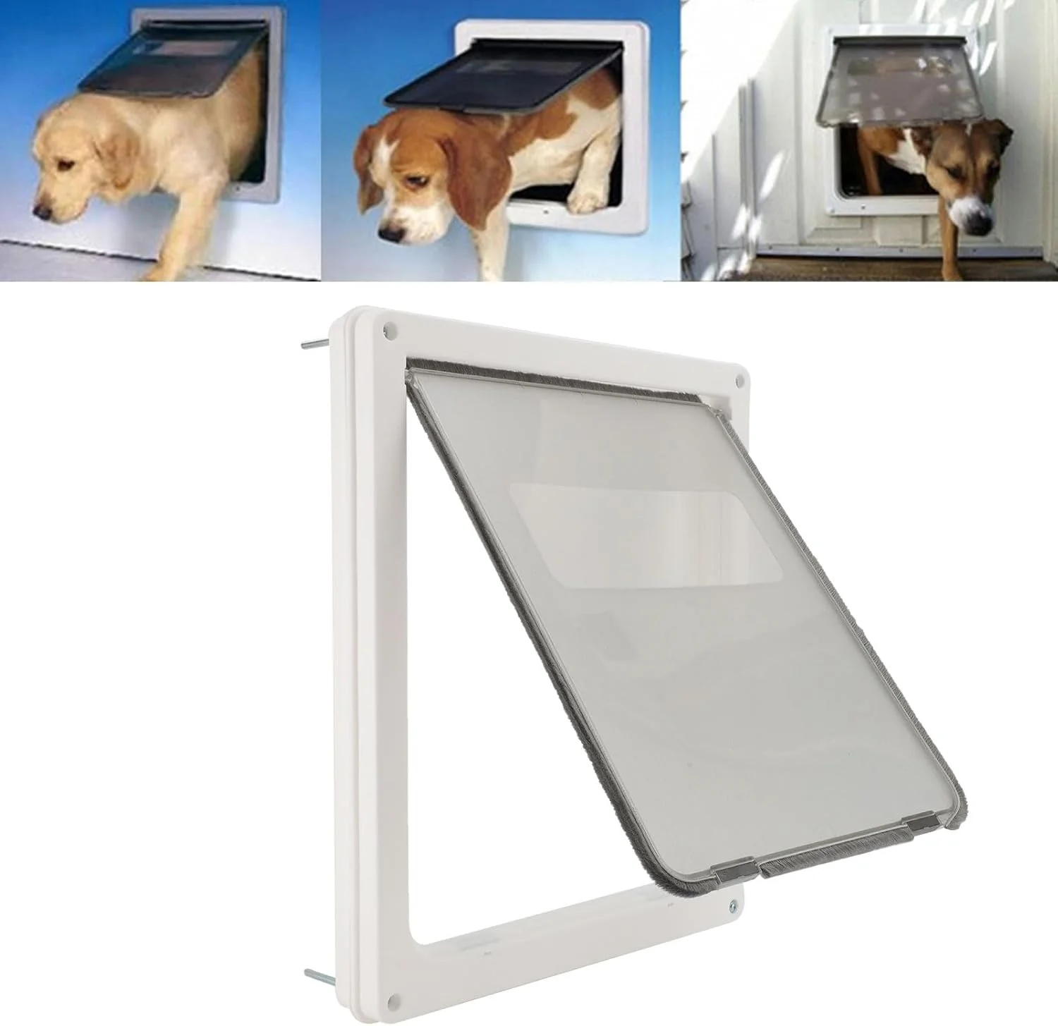 درب دریچه گربه گرنی، درب حیوانات خانگی ضد آب دو طرفه و بدون صدا، درب سگ گربه برای درهای داخلی و خارجی، درب گربه سگ برای محفظه جعبه حیوانات خانگی، نصب آسان (سایز L 39-48)