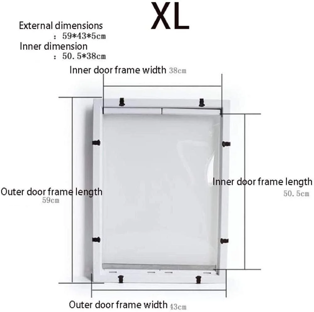درب دریچه ای سگ خانگی، درب بزرگ سگ، درب حیوانات خانگی خیلی بزرگ، مناسب برای نژادهایی مانند گلدن رتریور، کولی، روتوایلر و سگ های بزرگ برای ورود و خروج، رنگ سفید، ابعاد 59 * 43 * 5 سانتی متر، مدل جدید
