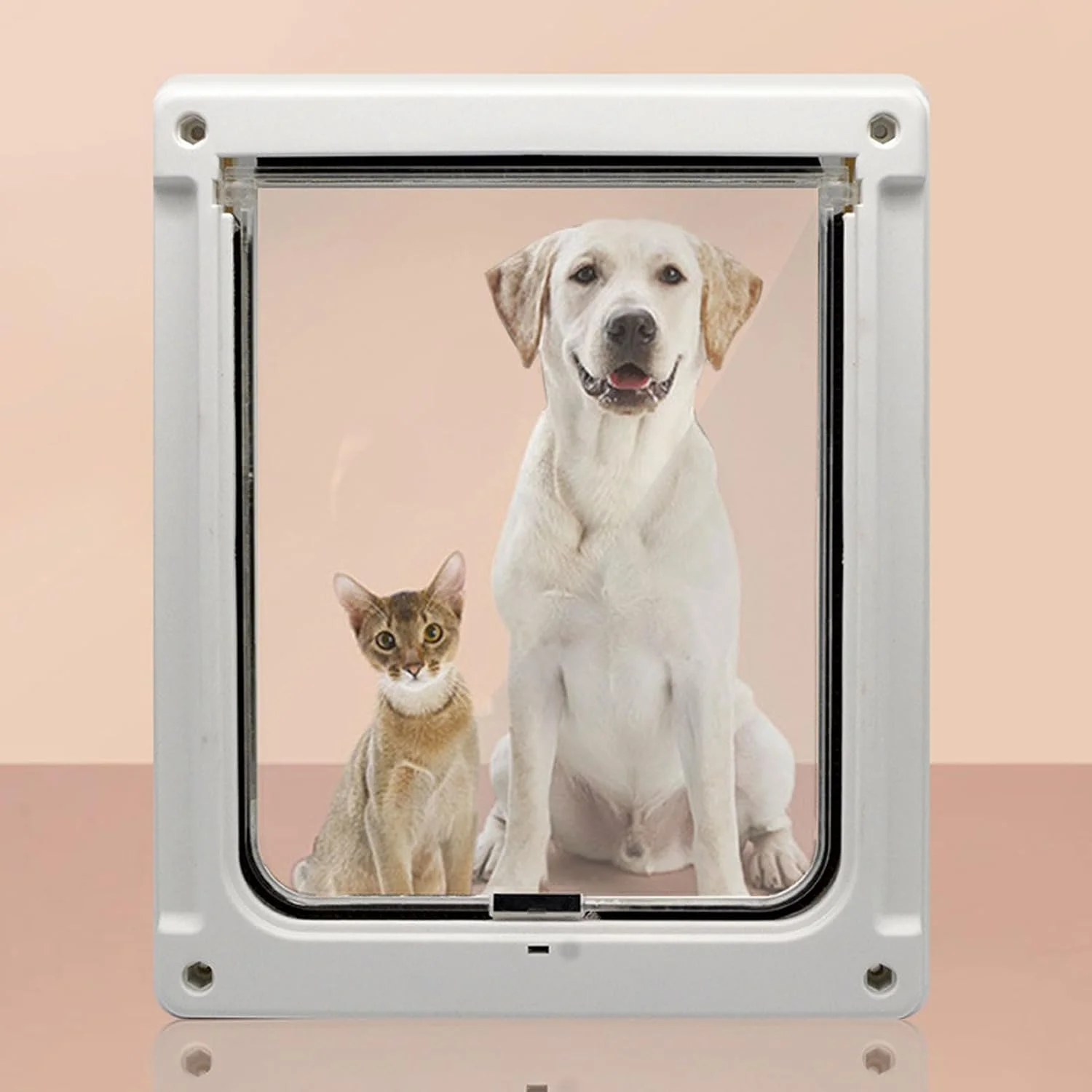 درب دریچه گربه گرنی، درب حیوانات خانگی ضد آب دو طرفه و بدون صدا، درب سگ گربه برای درهای داخلی و خارجی، درب گربه سگ برای محفظه جعبه حیوانات خانگی، نصب آسان (سایز L 39-48)