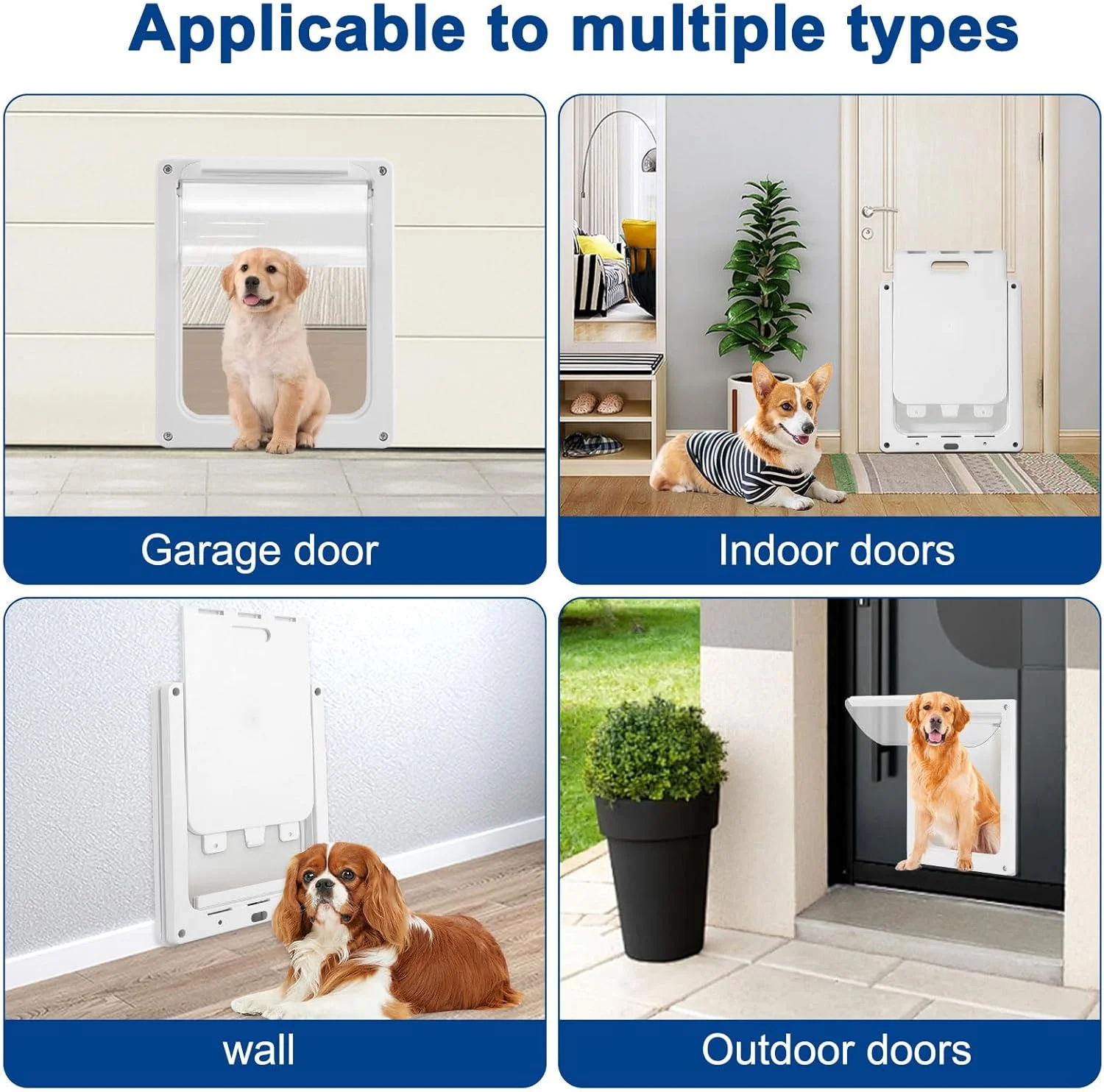 درب بزرگ حیوانات خانگی Fockety، درب جادار سگ با طراحی آرام و دریچه شفاف، درب هوا برای سگ های متوسط ​​تا بزرگ (L)