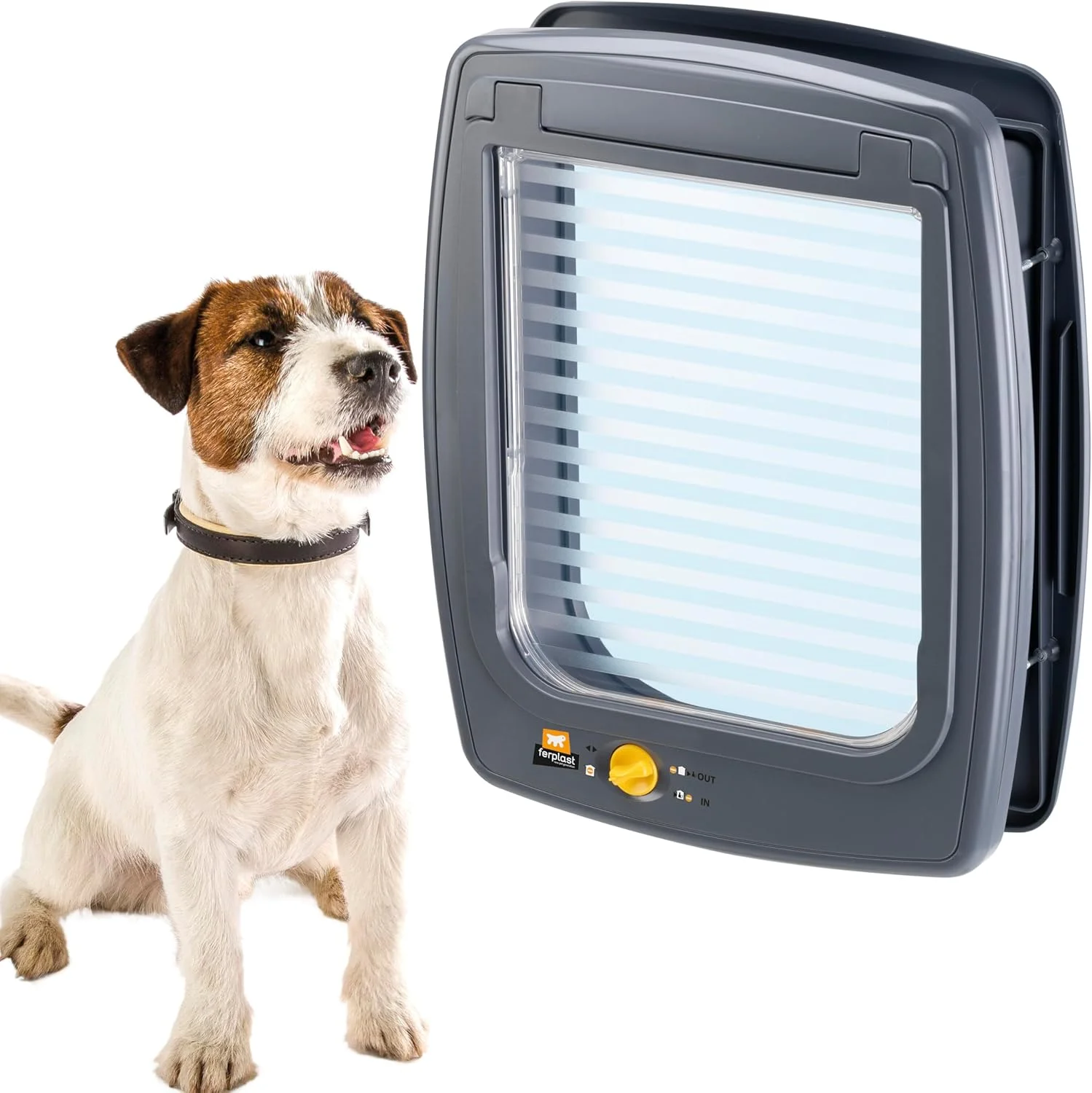 دریچه سگ فرپلاست، درب برای سگ های متوسط، ورود و خروج قابل کنترل 4 طرفه، محافظت در برابر جریان هوا، نصب جهانی، تونل کامل، سایز متوسط SWING 11، درب دریچه سگ متوسط، خاکستری
