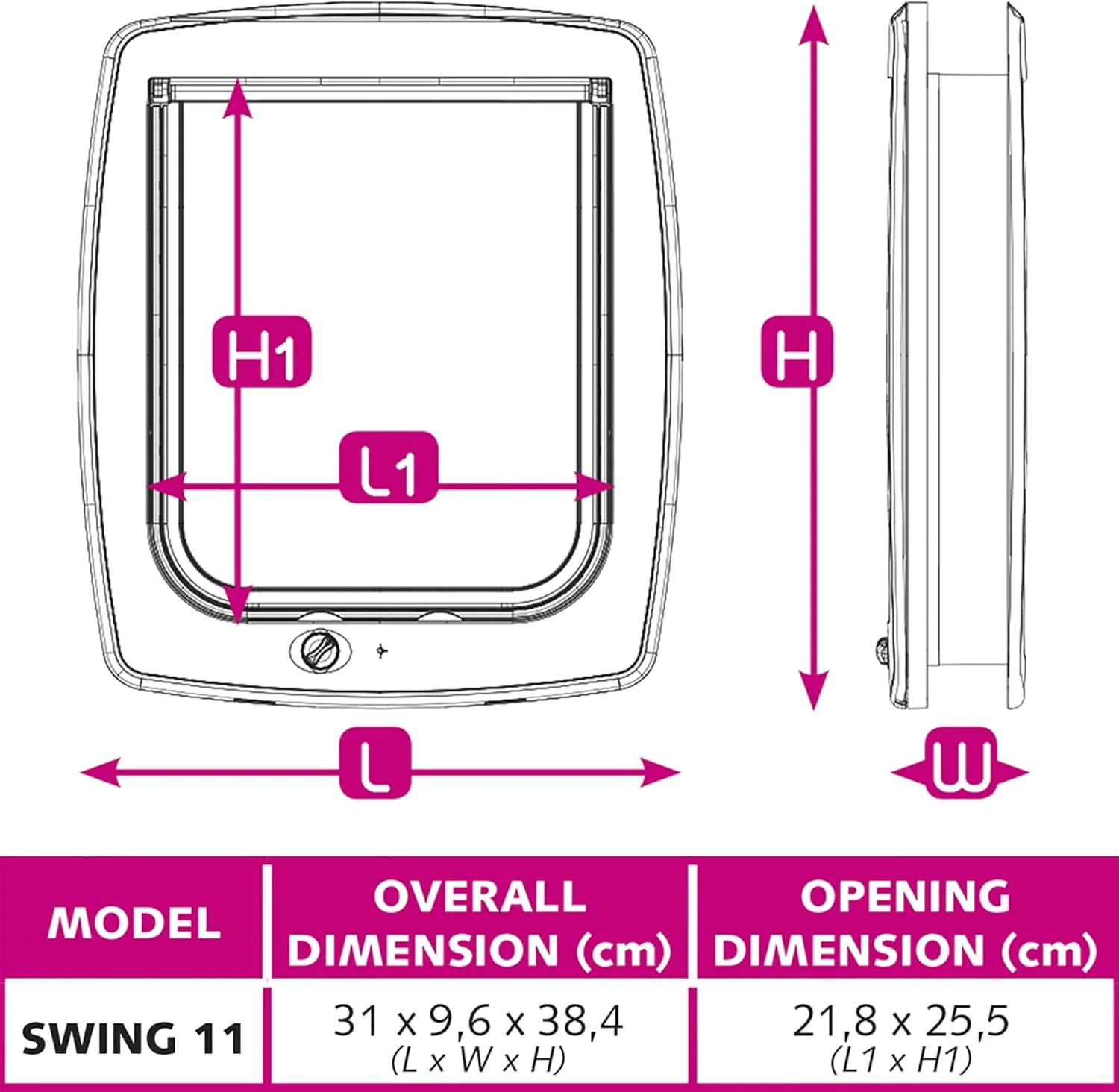 درب حیوانات خانگی فرپلاست مدل SWING 11، دریچه گربه مناسب برای همه حیوانات خانگی، نصب سریع، ورود و خروج قابل کنترل چهار طرفه - سفید بزرگ 31 x 9.6 38.4 سانتی متر (دهانه: 21.8 25.5 سانتی متر) 72106011