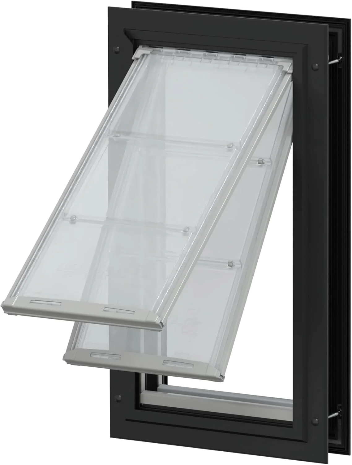 دریچه سگ بزرگ Endura Flap برای درها | طراحی شده برای نژادهای سگ بزرگ و قد بلند | دریچه عایق برای بهره وری انرژی | قاب آلومینیومی مقاوم در برابر آب و هوا و ایمن | مشکی، خیلی بزرگ، دو دریچه