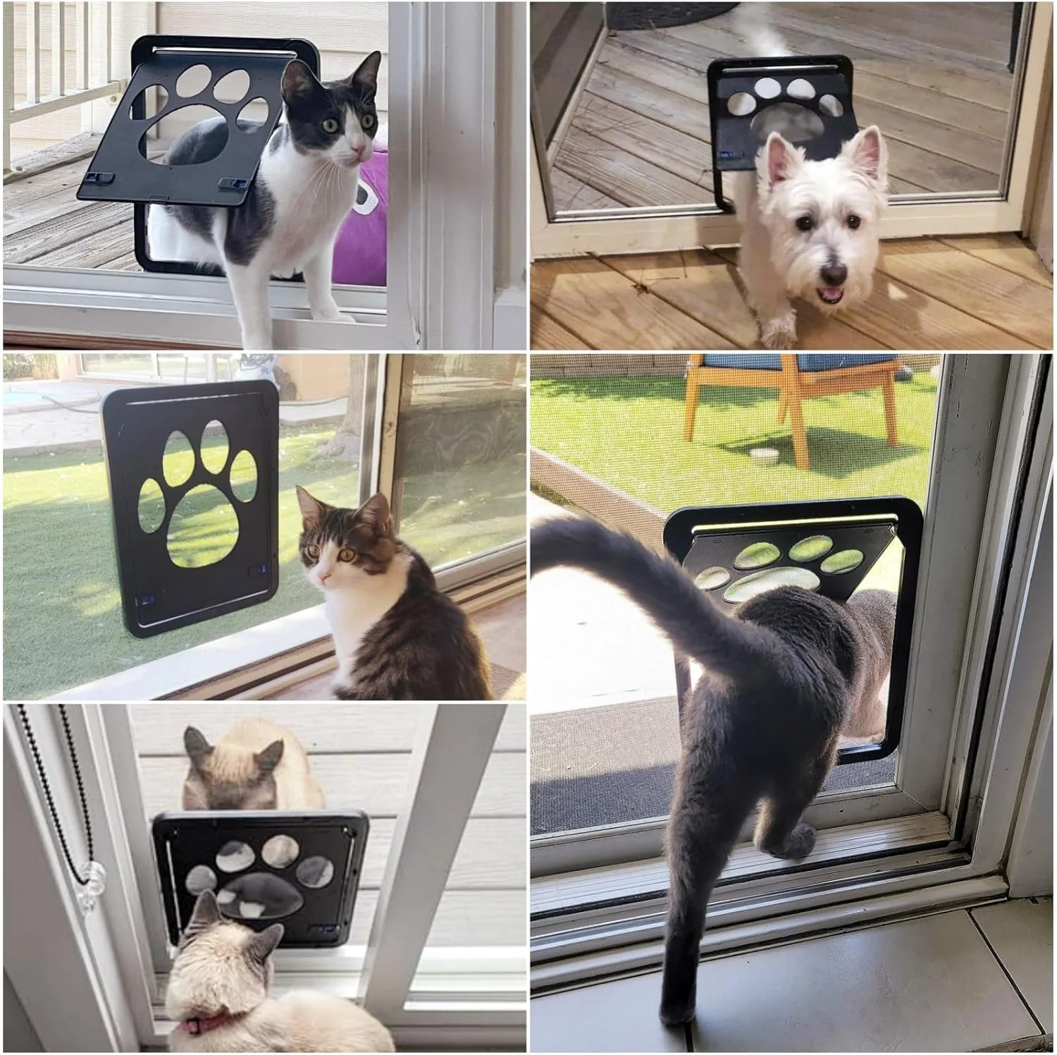 درب توری حیوانات خانگی با ابعاد داخلی 20.3 در 25.9 سانتی متر، درب گربه با زبانه مغناطیسی قابل تعویض و قفل شونده، مشکی