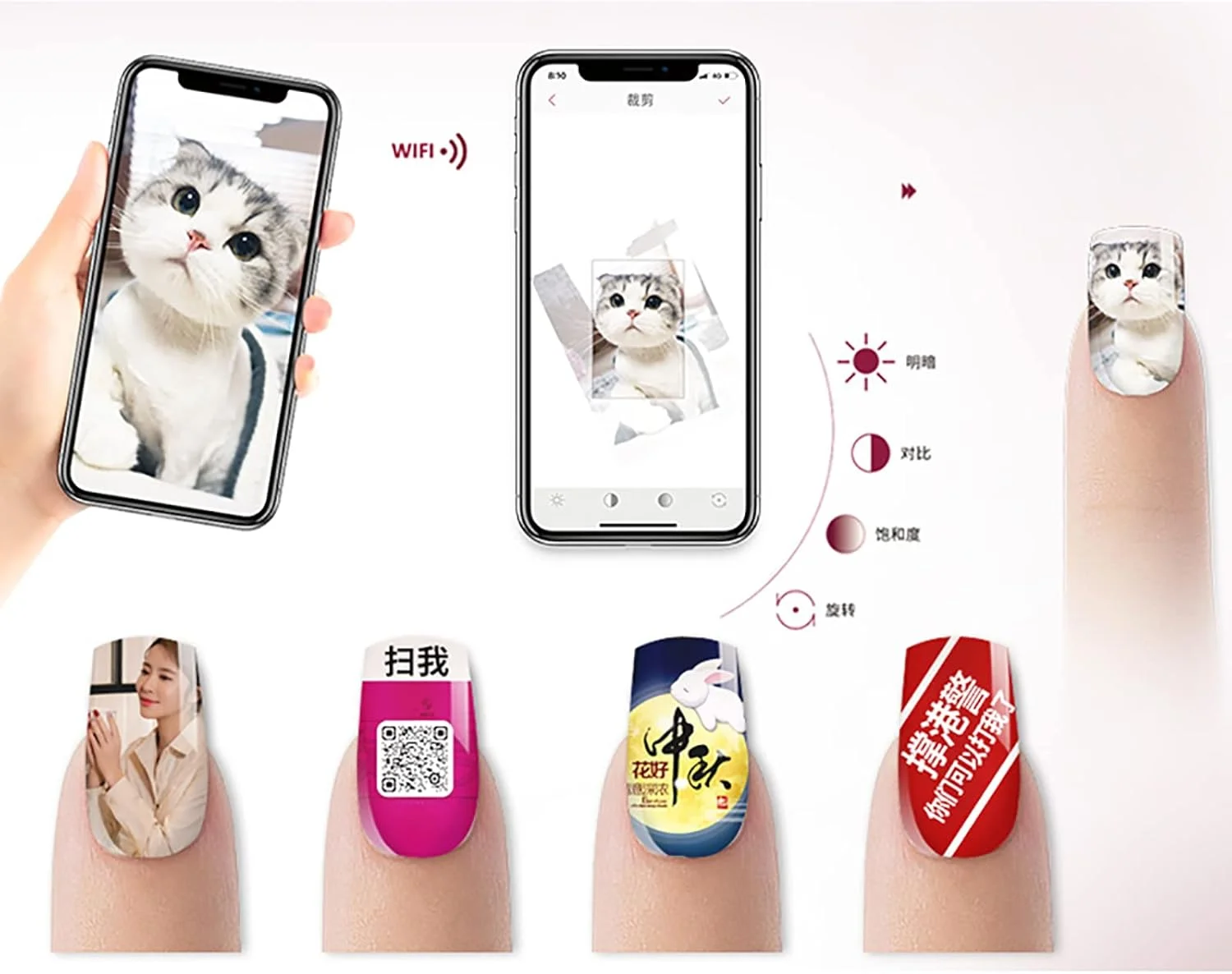 دستگاه چاپ ناخن هوشمند حرفه ای موبایل، دستگاه نقاشی ناخن قابل حمل کنترل تلفن هوشمند برای سالن زیبایی یا استفاده خانگی تجهیزات چاپ هنری DIY هوشمند دستگاه چاپ ناخن هوشمند حرفه ای موبایل، دستگاه نقاشی ناخن قابل حمل کنترل تلفن هوشمند برای سالن زیبایی یا استفاده خانگی تجهیزات چاپ هنری DIY هوشمند