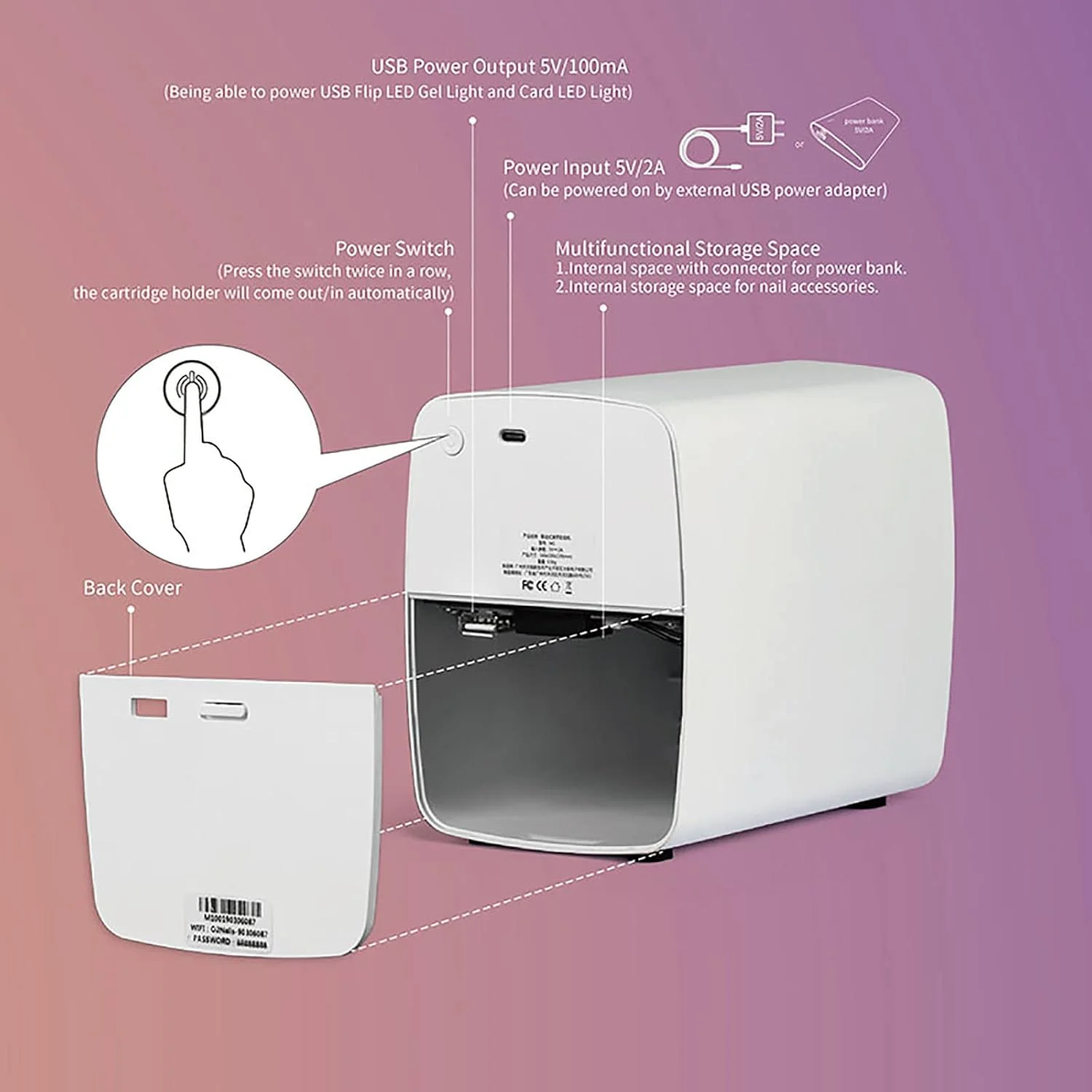 دستگاه چاپ ناخن هوشمند حرفه ای موبایل، دستگاه نقاشی ناخن قابل حمل کنترل تلفن هوشمند برای سالن زیبایی یا استفاده خانگی تجهیزات چاپ هنری DIY هوشمند دستگاه چاپ ناخن هوشمند حرفه ای موبایل، دستگاه نقاشی ناخن قابل حمل کنترل تلفن هوشمند برای سالن زیبایی یا استفاده خانگی تجهیزات چاپ هنری DIY هوشمند