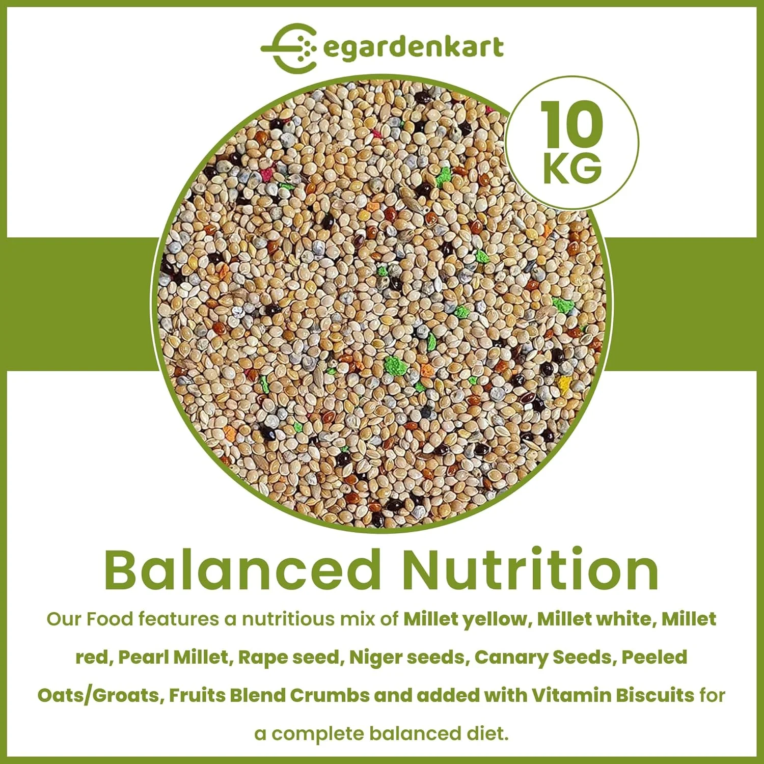 غذای پرنده کوچک Egardenkart برای مرغ عشق - 10 کیلوگرم، دانه پرنده برای پرندگان کوچک و پرندگان وحشی | غذای پرنده برای فنچ ها قناری ها عروس هلندی نوک قلابی کبوترها بلدرچین ها و گنجشک ها مخلوط دانه (10 کیلوگرم، مرغ عشق)