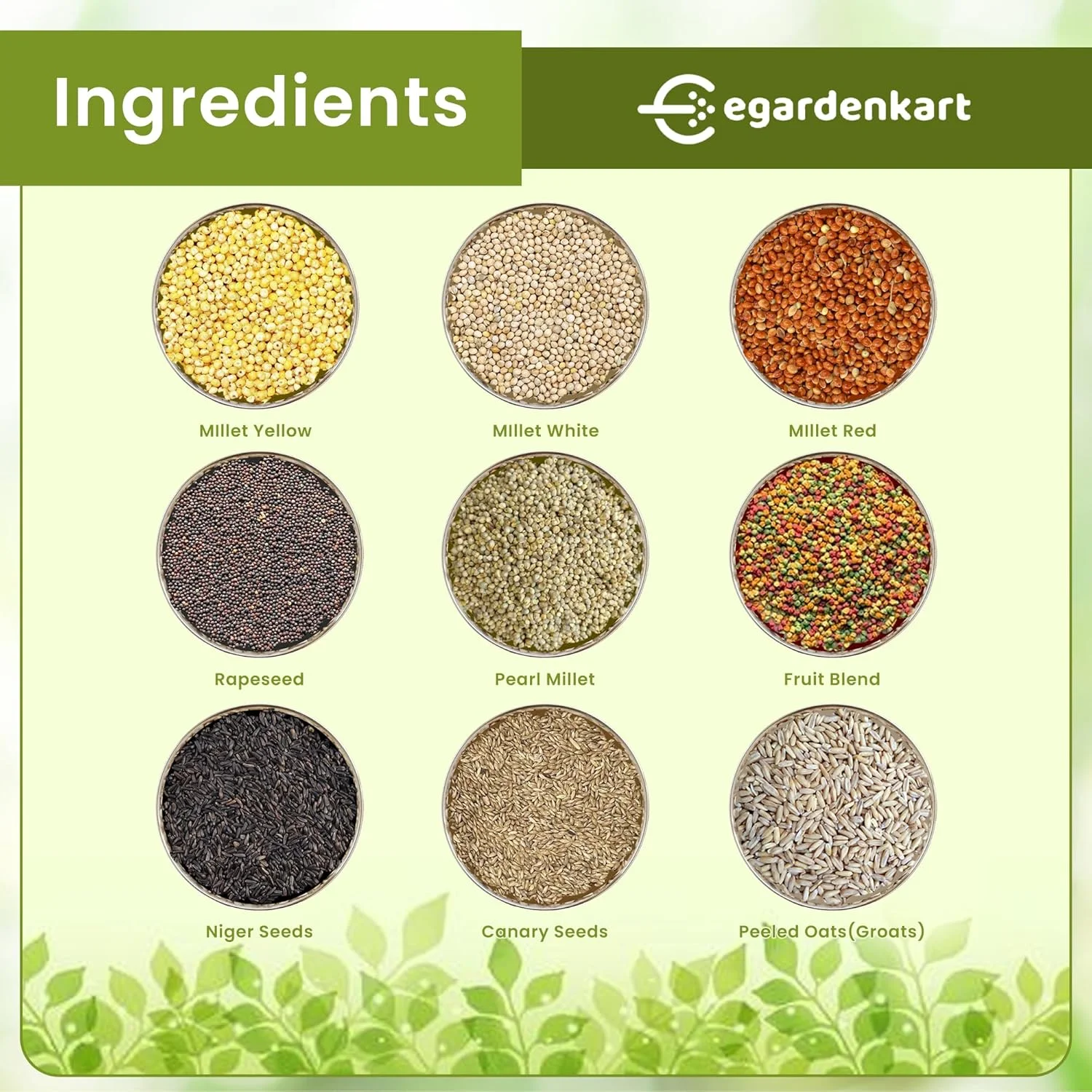 غذای پرنده کوچک Egardenkart برای مرغ عشق - 10 کیلوگرم، دانه پرنده برای پرندگان کوچک و پرندگان وحشی | غذای پرنده برای فنچ ها قناری ها عروس هلندی نوک قلابی کبوترها بلدرچین ها و گنجشک ها مخلوط دانه (10 کیلوگرم، مرغ عشق)