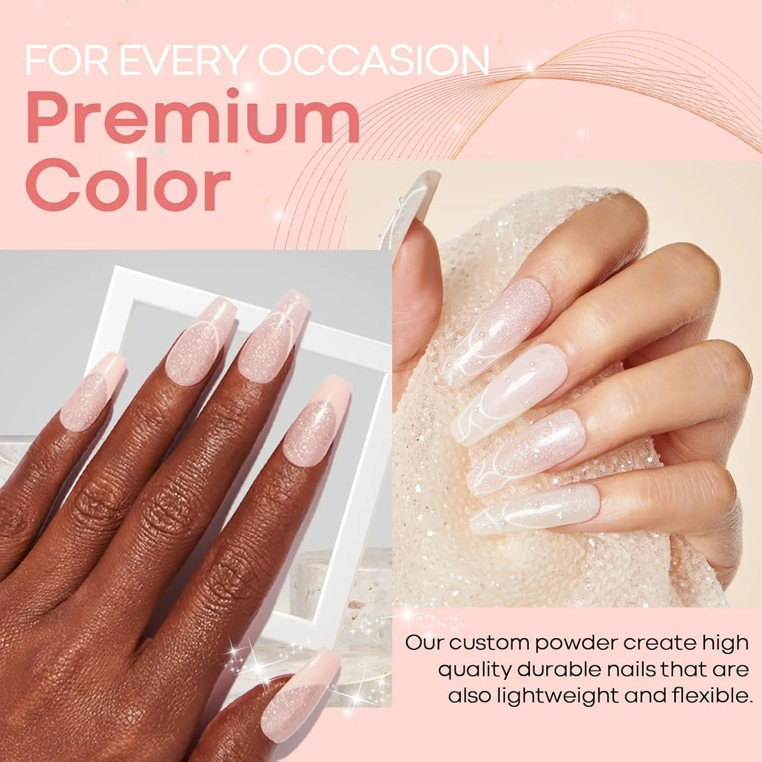 پودر دیپ آزور بیوتی - رنگ صورتی هلویی اکلیلی 56 گرمی، پودر دیپ براق صورتی رز اکلیلی کریستالی فرنچ، مناسب برای شروع طراحی ناخن، مانیکور سالنی، هدیه خانگی