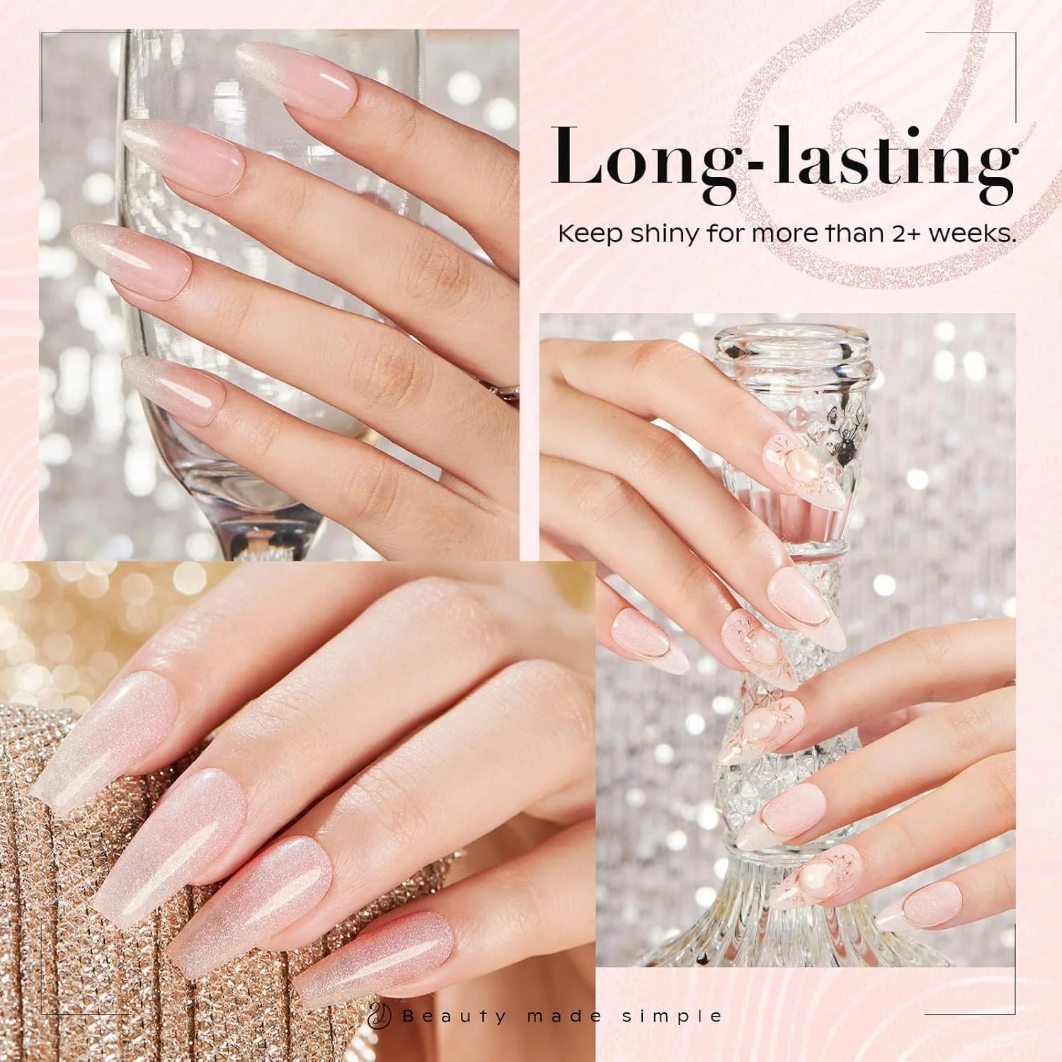 پودر دیپ آزور بیوتی - رنگ صورتی هلویی اکلیلی 56 گرمی، پودر دیپ براق صورتی رز اکلیلی کریستالی فرنچ، مناسب برای شروع طراحی ناخن، مانیکور سالنی، هدیه خانگی