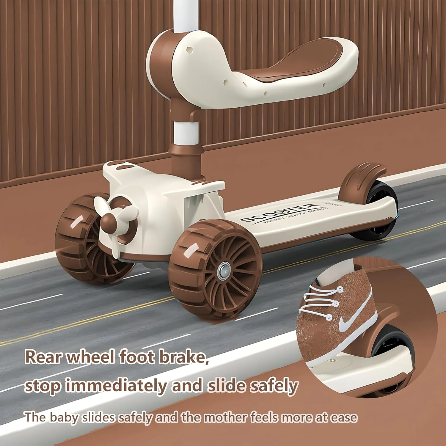 اسکوتر 3 چرخ کودک - تاشو و بادوام، اسکوتر 2 در 1 نشسته و ایستاده برای کودکان با چرخ های LED چشمک زن، فرمان قابل تنظیم، عرشه پهن برای نوزادان پسر و دختر