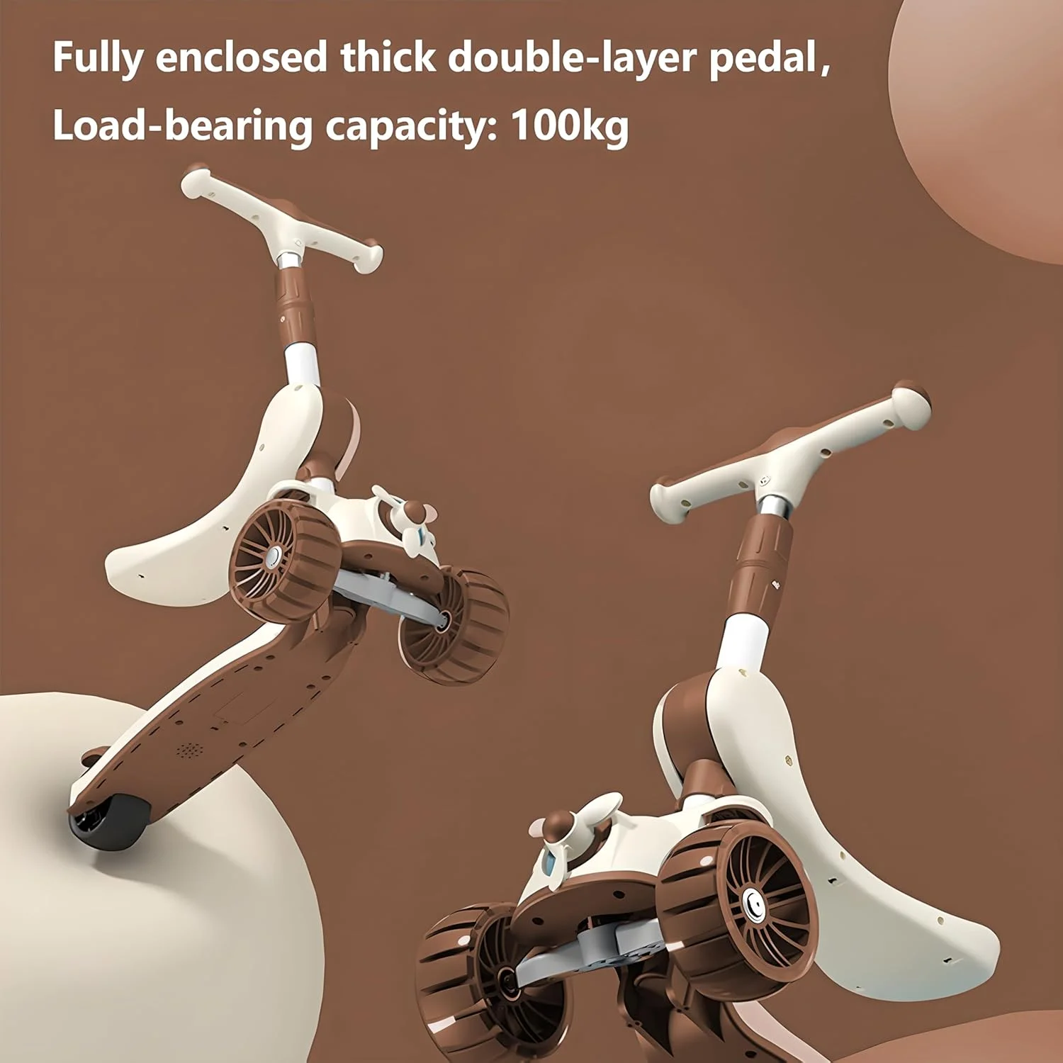 اسکوتر 3 چرخ کودک - تاشو و بادوام، اسکوتر 2 در 1 نشسته و ایستاده برای کودکان با چرخ های LED چشمک زن، فرمان قابل تنظیم، عرشه پهن برای نوزادان پسر و دختر