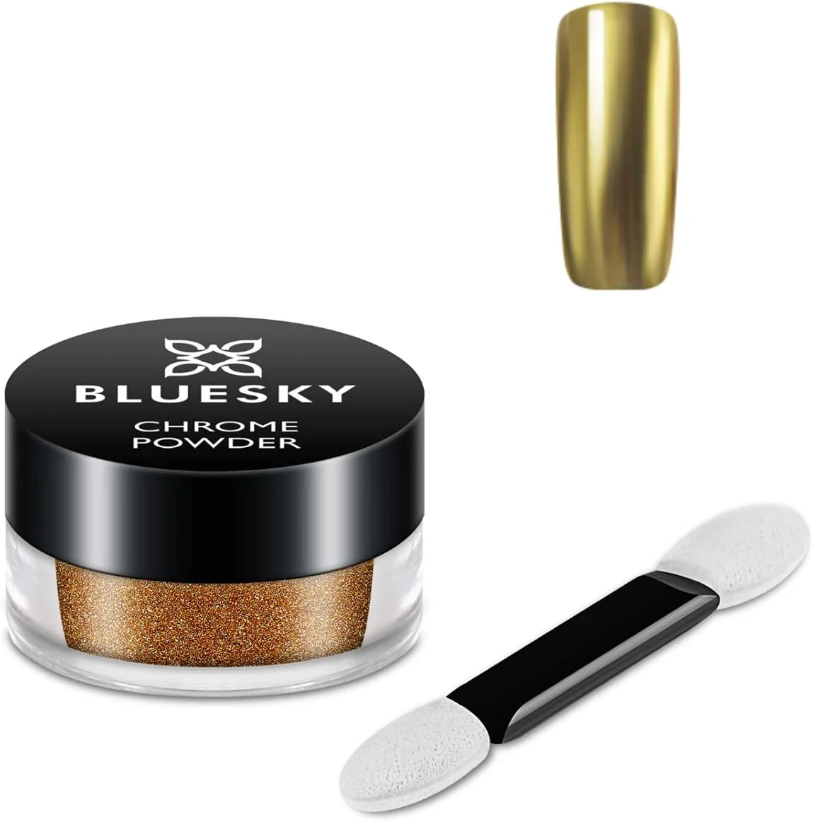 پودر کروم ناخن آبی آسمانی با برس اپلیکاتور، ژل متالیک طراحی ناخن طلایی 5 گرمی پودر کروم ناخن آبی آسمانی با برس اپلیکاتور، ژل متالیک طراحی ناخن طلایی 5 گرمی