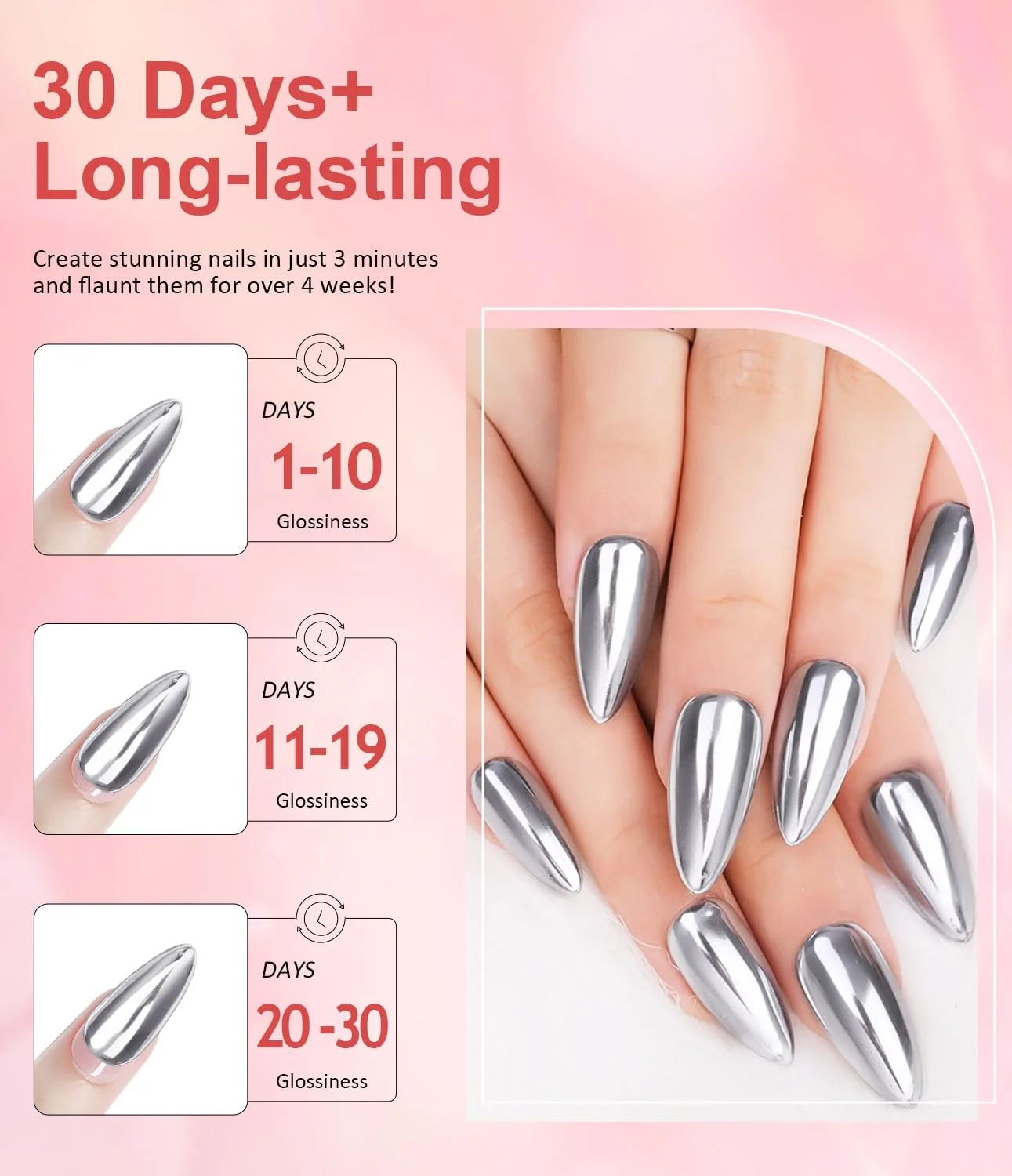 پودر کروم ناخن - 【جلوه Aurora پری دریایی】 پودر براق کننده ناخن کروم مرواریدی، گرد و غبار براق کننده ناخن آینه ای جادویی نقره ای، پودر کروم ناخن آینه ای متالیک برای طراحی ناخن