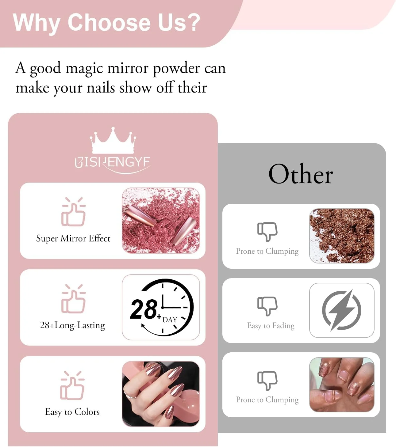 پودر ناخن کروم BISHENGYF، 6 شیشه طلایی رز، رنگدانه مانیکور با جلوه آینه ای، پودر اکلیلی برای تزئین ناخن در خانه و سالن به همراه 6 عدد اپلیکاتور سایه چشم پودر ناخن کروم BISHENGYF، 6 شیشه طلایی رز، رنگدانه مانیکور با جلوه آینه ای، پودر اکلیلی برای تزئین ناخن در خانه و سالن به همراه 6 عدد اپلیکاتور سایه چشم