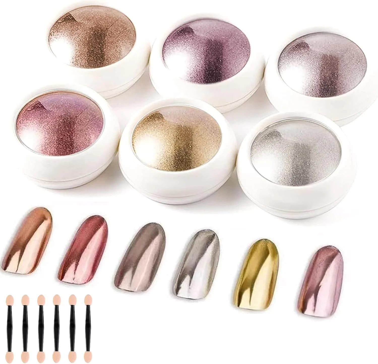 پودر کروم آینه ای رنگی برای طراحی ناخن - درخشش متالیک برای هنر ناخن و DIY، طرح های سه بعدی هولوگرافیک، ایده آل برای هنر خلاقانه و روکش های متالیک