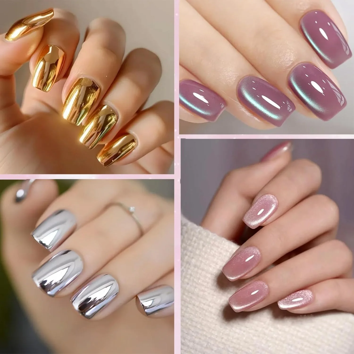 پودر کروم آینه ای رنگی برای طراحی ناخن - درخشش متالیک برای هنر ناخن و DIY، طرح های سه بعدی هولوگرافیک، ایده آل برای هنر خلاقانه و روکش های متالیک پودر کروم آینه ای رنگی برای طراحی ناخن - درخشش متالیک برای هنر ناخن و DIY، طرح های سه بعدی هولوگرافیک، ایده آل برای هنر خلاقانه و روکش های متالیک