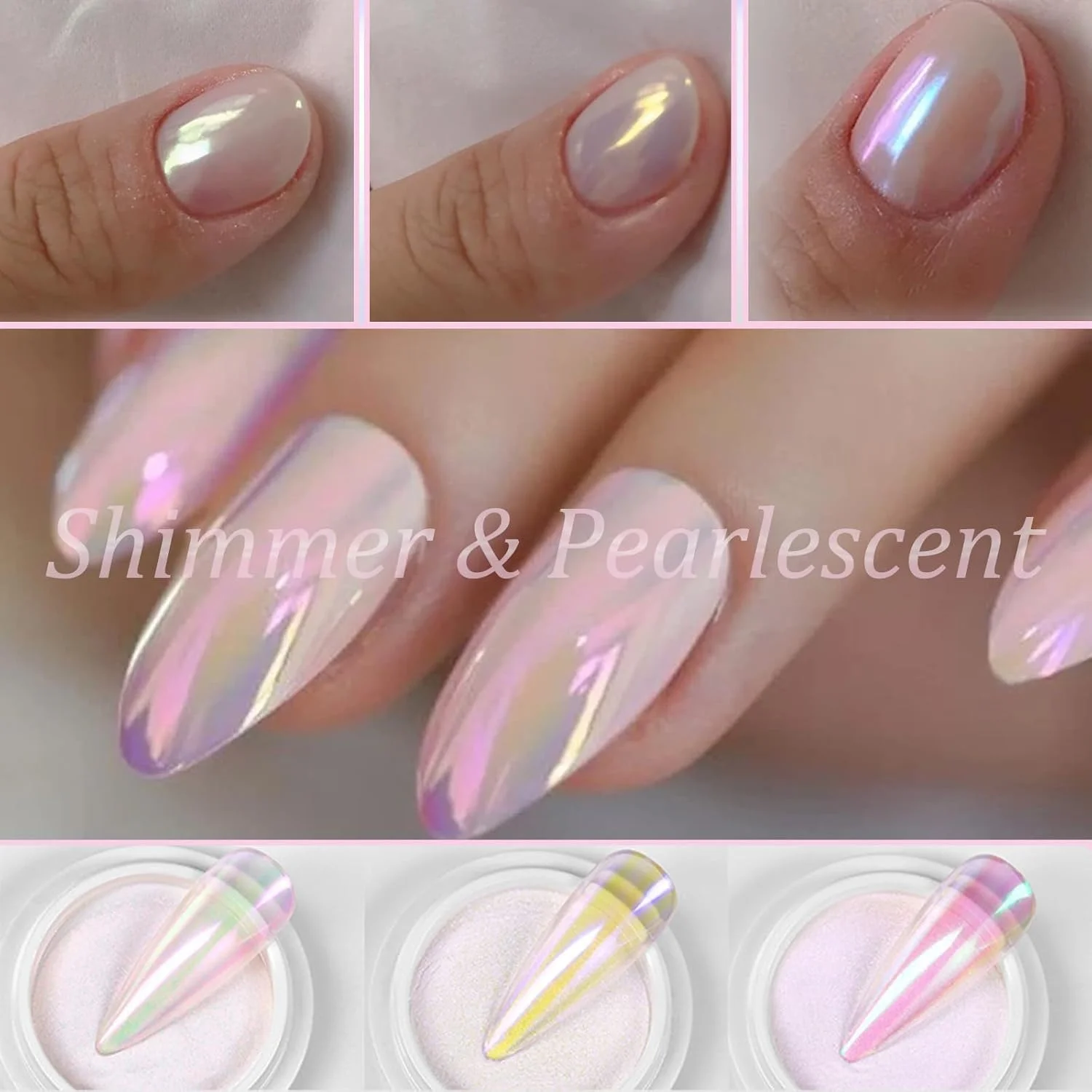 ست پودر کروم ناخن 6 رنگ - پری دریایی، رزگلد، نقره ای - پودرهای کروم با اثر آینه ای برای طراحی ناخن رنگین کمانی - روکش دونات لعاب دار ست پودر کروم ناخن 6 رنگ - پری دریایی، رزگلد، نقره ای - پودرهای کروم با اثر آینه ای برای طراحی ناخن رنگین کمانی - روکش دونات لعاب دار