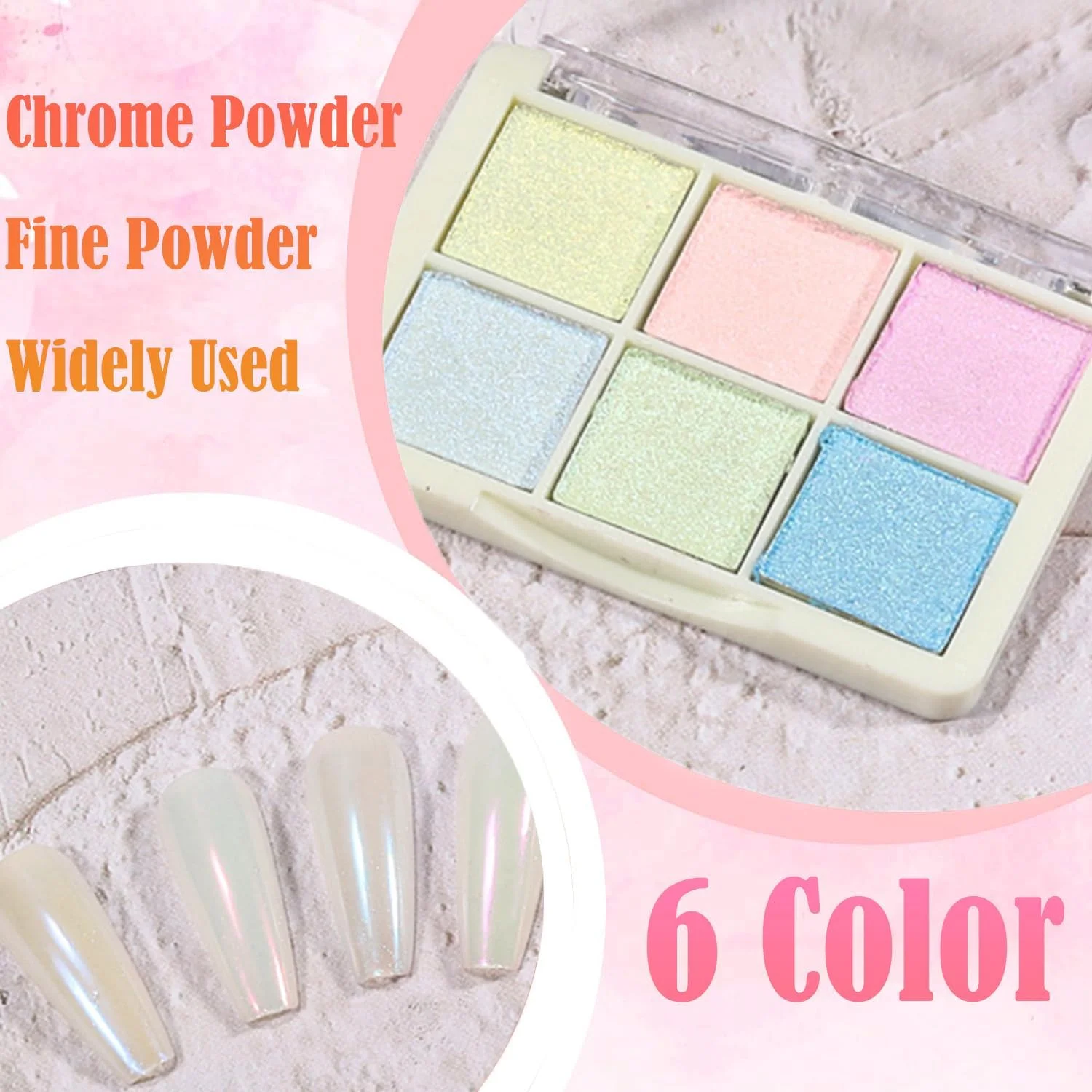 ست پودر ناخن کروم 6 رنگ - پیگمنت مرواریدی با اثر آینه ای برای لاک ژل و ناخن های اکریلیک، اکلیل فوق العاده ظریف با 3 براش اسفنجی، تزئینات هنری DIY برای استفاده در سالن و منزل ست پودر ناخن کروم 6 رنگ - پیگمنت مرواریدی با اثر آینه ای برای لاک ژل و ناخن های اکریلیک، اکلیل فوق العاده ظریف با 3 براش اسفنجی، تزئینات هنری DIY برای استفاده در سالن و منزل