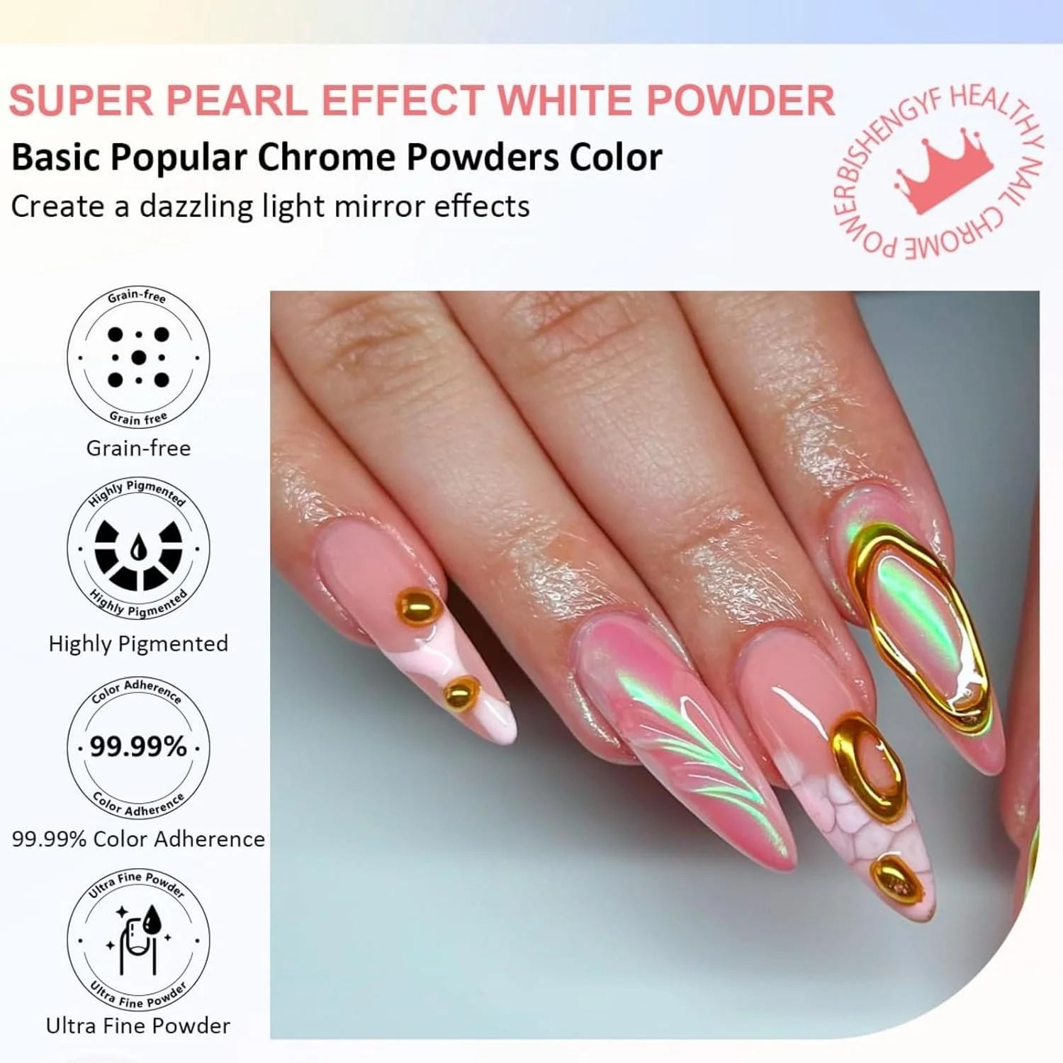 ست پودر کروم ناخن 6 رنگ - پری دریایی، رزگلد، نقره ای - پودرهای کروم با اثر آینه ای برای طراحی ناخن رنگین کمانی - روکش دونات لعاب دار ست پودر کروم ناخن 6 رنگ - پری دریایی، رزگلد، نقره ای - پودرهای کروم با اثر آینه ای برای طراحی ناخن رنگین کمانی - روکش دونات لعاب دار