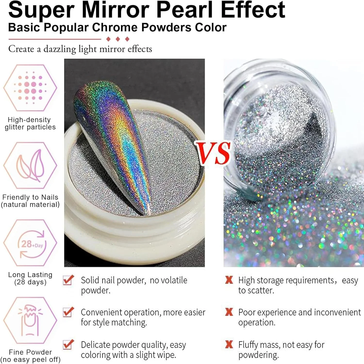 ست پودر کروم ناخن 6 رنگ، طراحی ناخن با جلوه آینه ای متالیک براق، پودر ناخن لیزری هولوگرافی سه بعدی نقره ای طلایی صورتی کروم، مناسب برای طراحی ناخن در خانه، همراه با 3 عدد اسفنج ست پودر کروم ناخن 6 رنگ، طراحی ناخن با جلوه آینه ای متالیک براق، پودر ناخن لیزری هولوگرافی سه بعدی نقره ای طلایی صورتی کروم، مناسب برای طراحی ناخن در خانه، همراه با 3 عدد اسفنج