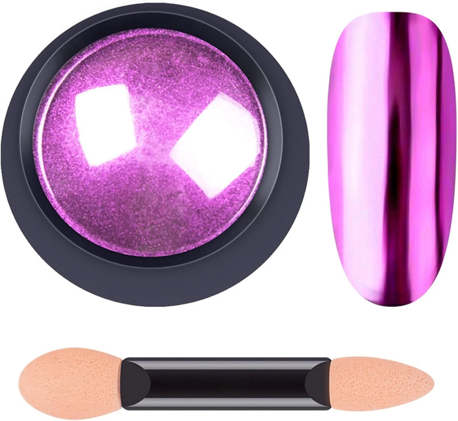 پودر کروم ناخن - پودر هولوگرافیک ناخن 12 رنگ، پودر پیگمنت کروم، افکت براق آینه ای هولوگرافیک، پودر چند منظوره برای طراحی ناخن، مناسب برای استفاده در سالن و منزل به همراه ابزار اسفنجی (H)