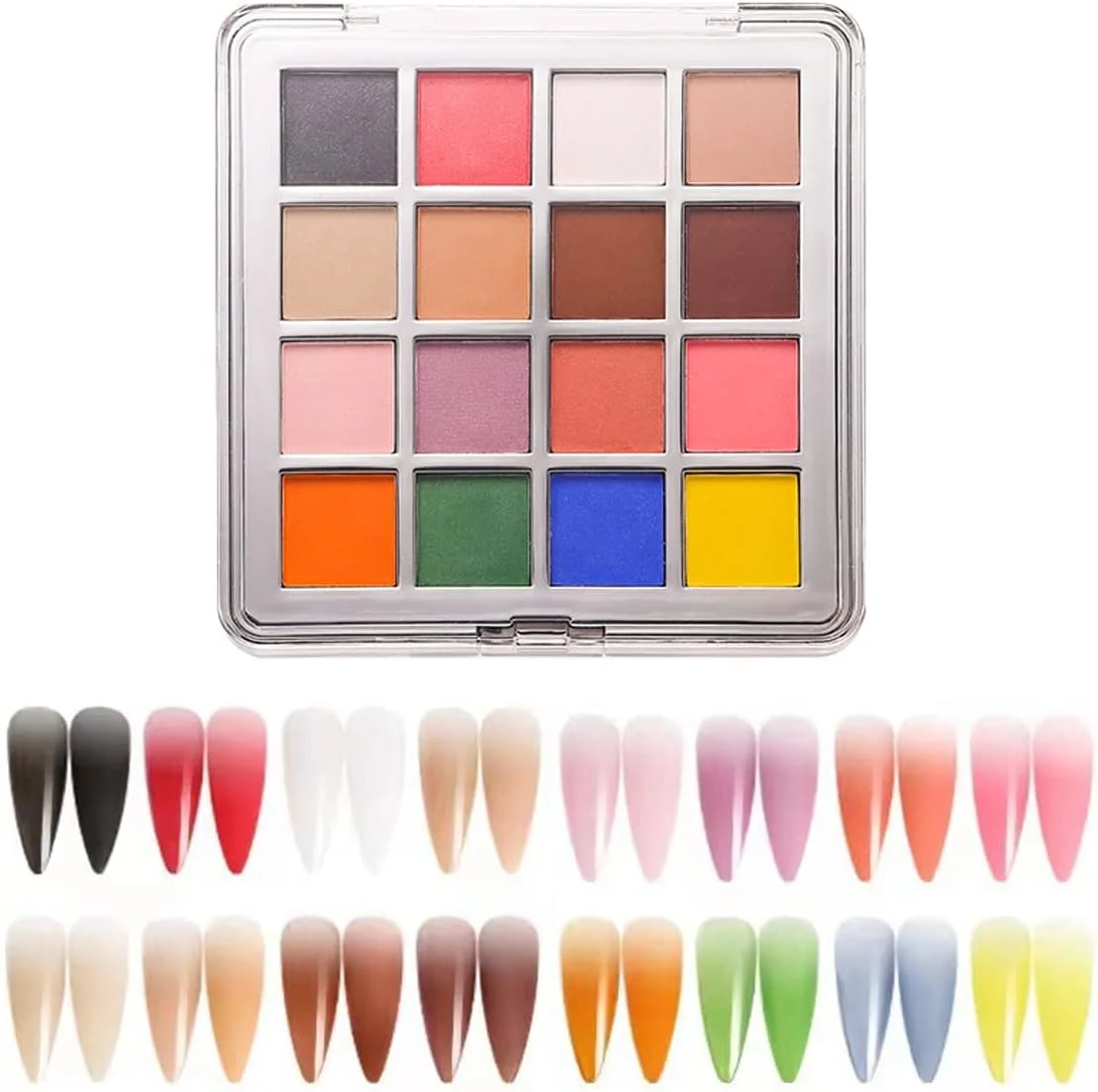 پودر گرادیان ناخن، 16 رنگ پودر کروم آینه ای جادویی جامد، پودر اکلیل ناخن، پودر رنگدانه ناخن برای دکوراسیون طراحی ناخن با لاک ژل (میکس-B)