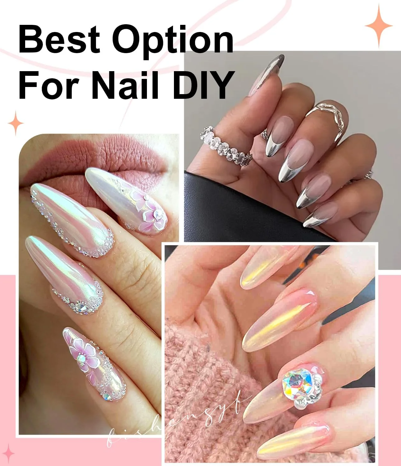 پودر ناخن کروم طلایی LEDSUUEI - اثر آینه ای متالیک هولوگرافیک Aurora رنگین کمانی صدفی کروم پودر ناخن رز گلد سفید مرواریدی پودر کروم برای ناخن سالن DIY