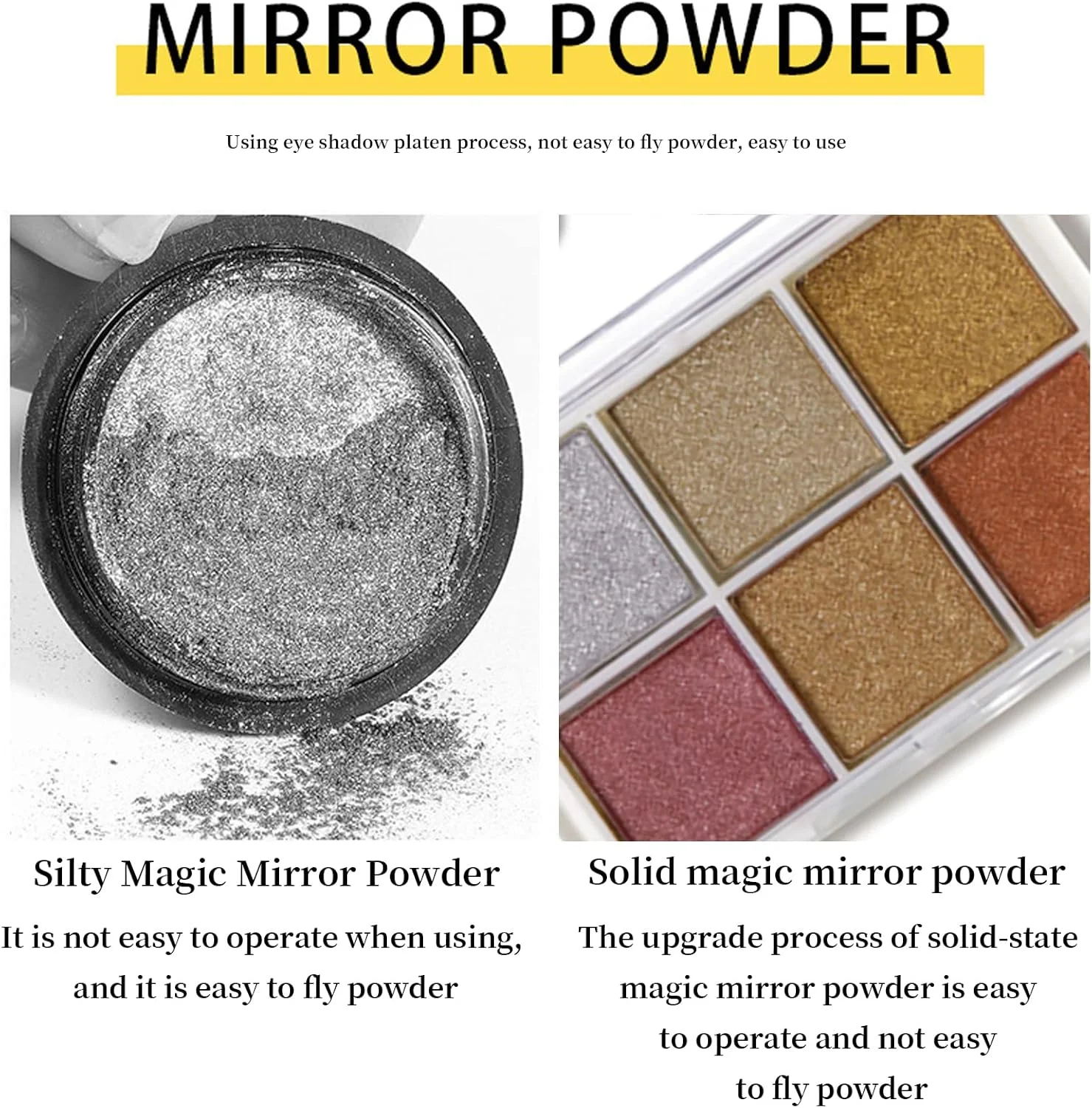 پودر کروم ناخن، مجموعه 6 رنگ پودر براق اکلیلی ناخن ژلیش، پودر رنگدانه هنری ناخن متالیک با برس های اسفنجی ناخن برای تزئین هنر ناخن (C)