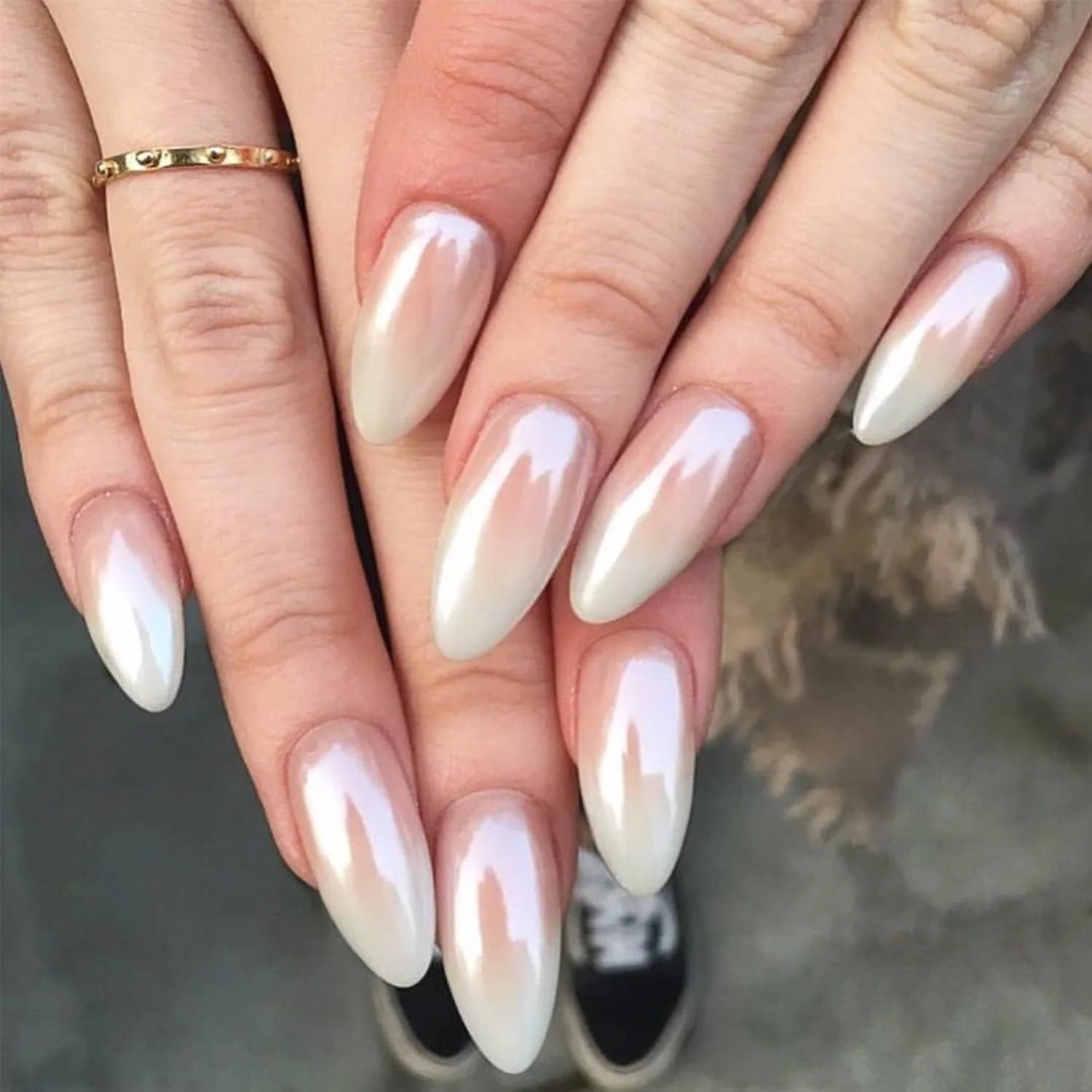 پودر ناخن کروم مرواریدی سفید جادویی، پودر هنر ناخن پری دریایی صدفی جامد، پودر هولوگرافیک یخی شفاف با جلوه مهتابی پری دریایی، رنگدانه مانیکور به همراه ابزار