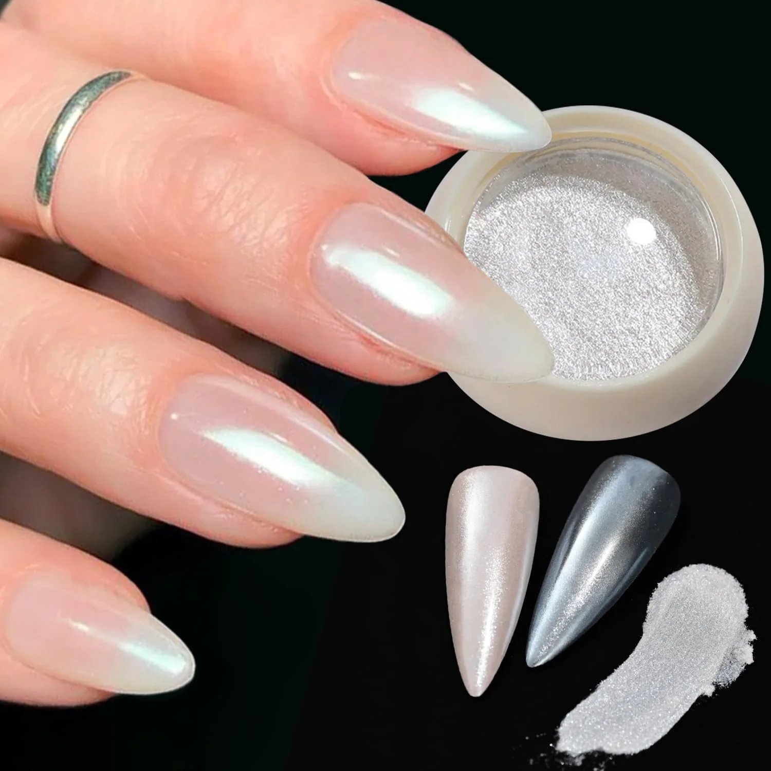 پودر ناخن کروم مرواریدی سفید جادویی فوکوستار، پودر هنری ناخن پری دریایی، براق جامد، هولوگرافیک، یخی، شفاف، شفق قطبی، پیگمنت مانیکور مهتابی به همراه ابزار پودر ناخن کروم مرواریدی سفید جادویی فوکوستار، پودر هنری ناخن پری دریایی، براق جامد، هولوگرافیک، یخی، شفاف، شفق قطبی، پیگمنت مانیکور مهتابی به همراه ابزار