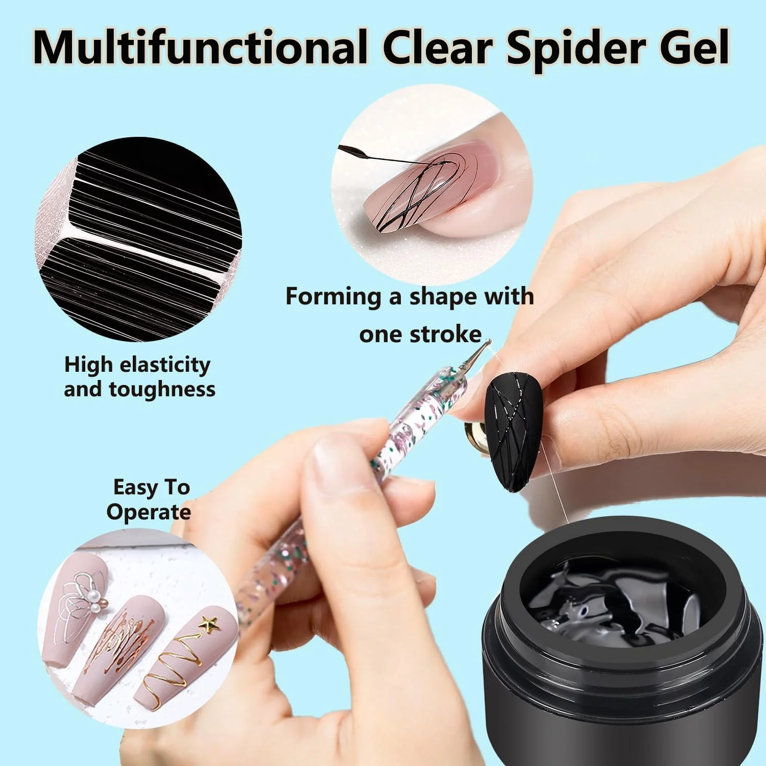 ژل عنکبوتی سه بعدی شفاف مجیک آرمور برای طراحی ناخن، ژل عنکبوتی کششی برای طراحی خطوط، لاک ژل یو وی ال ای دی، ژل سه بعدی برای مانیکور و طراحی ناخن در سالن و منزل ژل عنکبوتی سه بعدی شفاف مجیک آرمور برای طراحی ناخن، ژل عنکبوتی کششی برای طراحی خطوط، لاک ژل یو وی ال ای دی، ژل سه بعدی برای مانیکور و طراحی ناخن در سالن و منزل