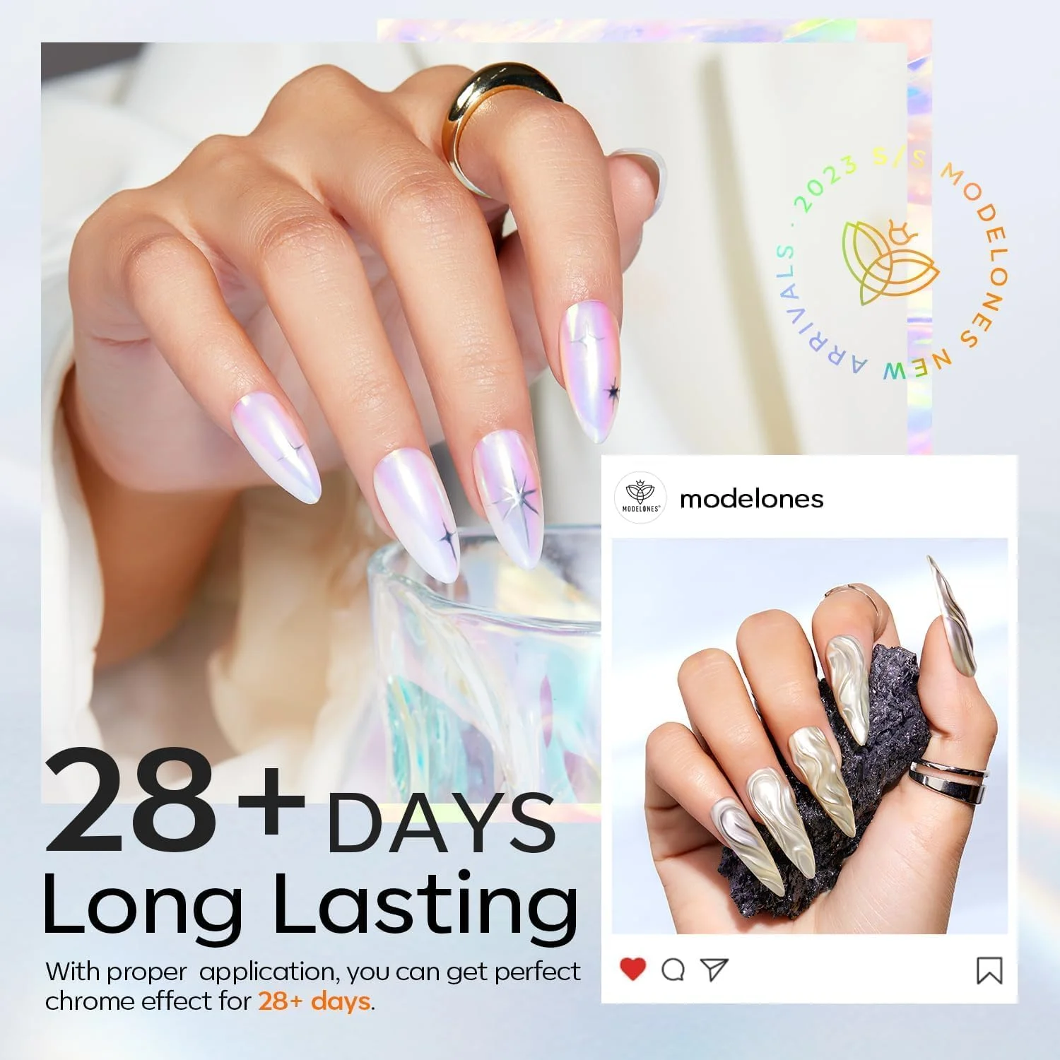 پودر کروم ناخن مدلونز 4 عددی، پودر اثر آینه ای کروم مرواریدی سفید جادویی، تزئین هنری اکلیل رنگین کمانی پودر کروم ناخن مدلونز 4 عددی، پودر اثر آینه ای کروم مرواریدی سفید جادویی، تزئین هنری اکلیل رنگین کمانی