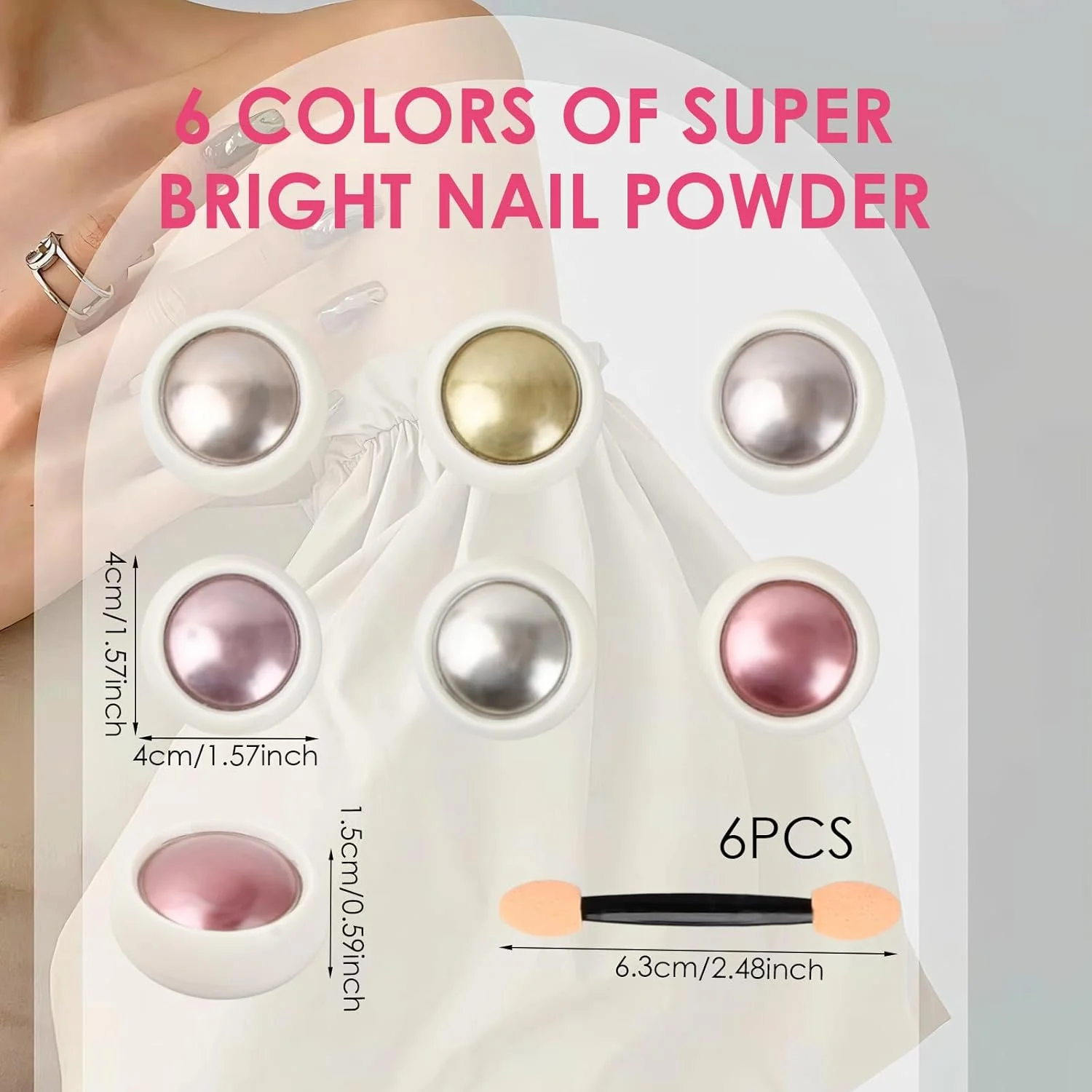 پودر براق هنر ناخن 6 رنگ، پودرهای کروم ناخن با 6 عدد اپلیکاتور سایه چشم، پودر مرواریدی هولوگرافیک، پودر جلوه آینه ای هنر ناخن، پودر صدفی هنر ناخن، پودر شاین براق مانیکور پودر براق هنر ناخن 6 رنگ، پودرهای کروم ناخن با 6 عدد اپلیکاتور سایه چشم، پودر مرواریدی هولوگرافیک، پودر جلوه آینه ای هنر ناخن، پودر صدفی هنر ناخن، پودر شاین براق مانیکور