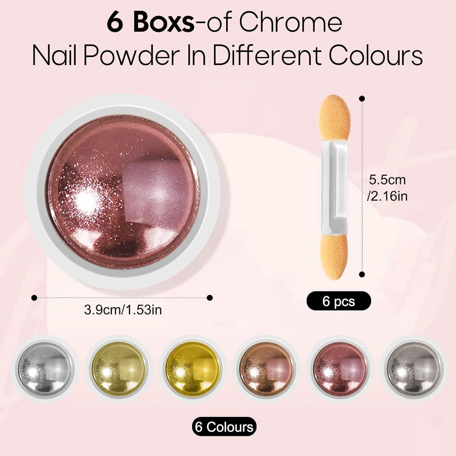 پودر کروم ناخن Ysimple در 6 رنگ، پودر کروم ناخن با اثر آینه ای، پودر کروم متالیک لیزری، پودر کروم برای طراحی ناخن پودر کروم ناخن Ysimple در 6 رنگ، پودر کروم ناخن با اثر آینه ای، پودر کروم متالیک لیزری، پودر کروم برای طراحی ناخن