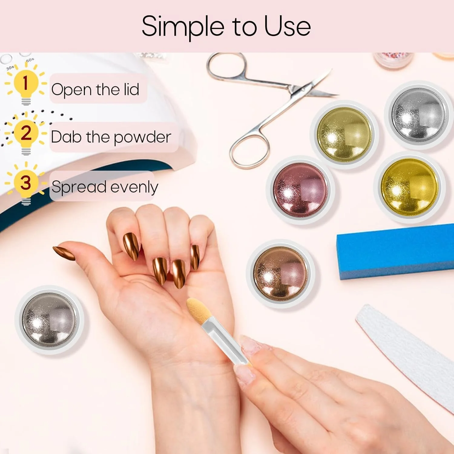 پودر کروم ناخن Ysimple در 6 رنگ، پودر کروم ناخن با اثر آینه ای، پودر کروم متالیک لیزری، پودر کروم برای طراحی ناخن پودر کروم ناخن Ysimple در 6 رنگ، پودر کروم ناخن با اثر آینه ای، پودر کروم متالیک لیزری، پودر کروم برای طراحی ناخن