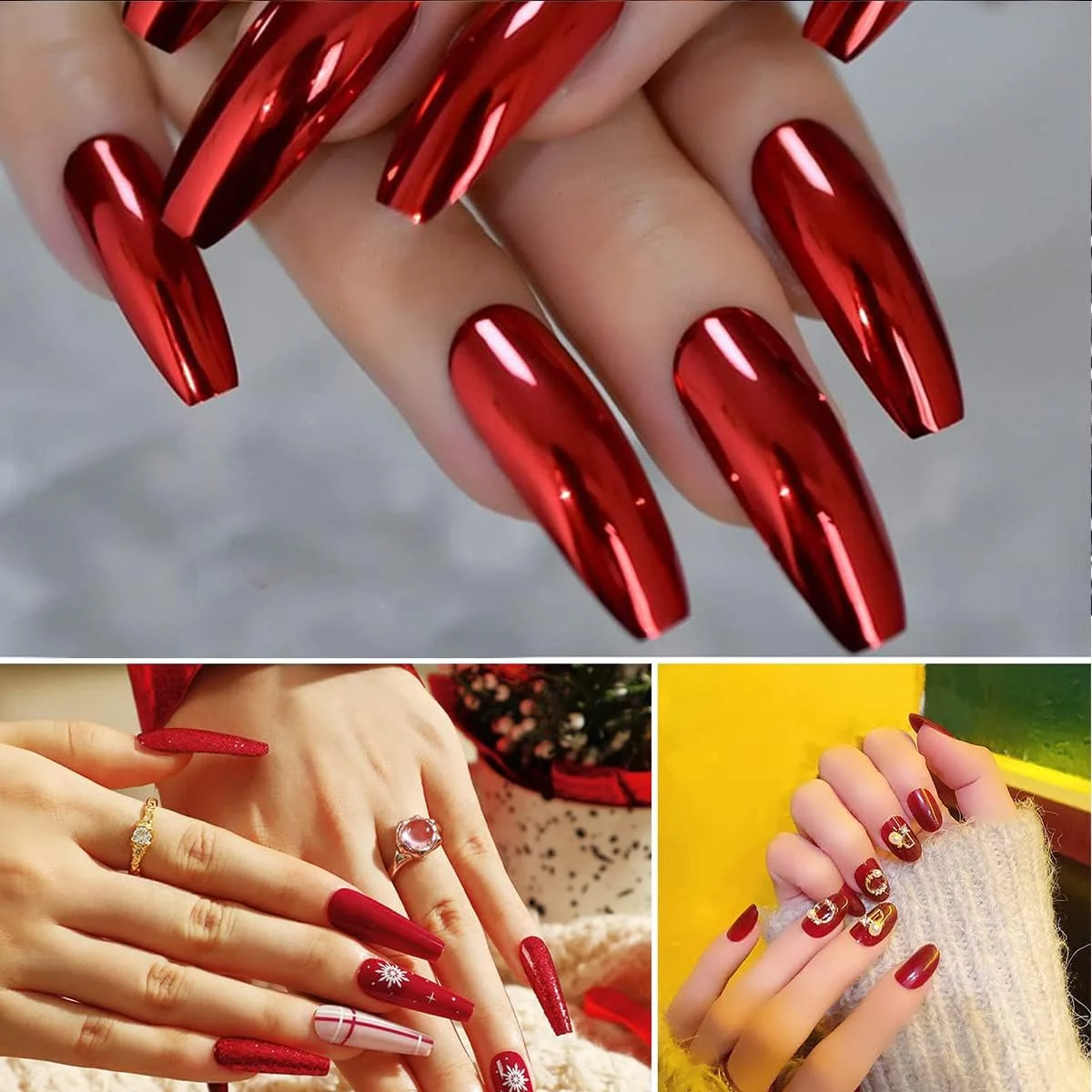 ست پودر کروم ناخن قرمز YLOIJO، 2 شیشه پودر براق بازتابنده با جلوه آینه ای متالیک برای طراحی هنری ناخن، تزئینات گرد و غبار رنگدانه قرمز هولوگرافی سه بعدی ست پودر کروم ناخن قرمز YLOIJO، 2 شیشه پودر براق بازتابنده با جلوه آینه ای متالیک برای طراحی هنری ناخن، تزئینات گرد و غبار رنگدانه قرمز هولوگرافی سه بعدی