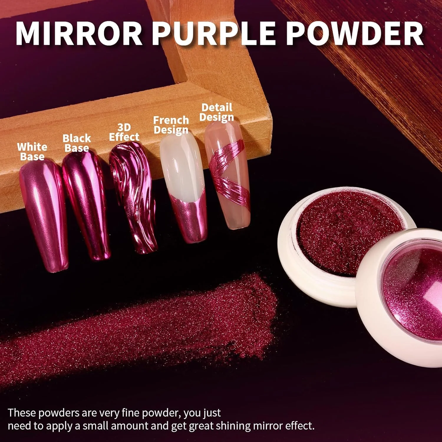 پودر کروم ناخن Teenitor با ژل سه بعدی ناخن، پودر کروم طلایی برای ناخن، پودر کروم مرواریدی ناخن، ابزار طراحی ناخن کروم